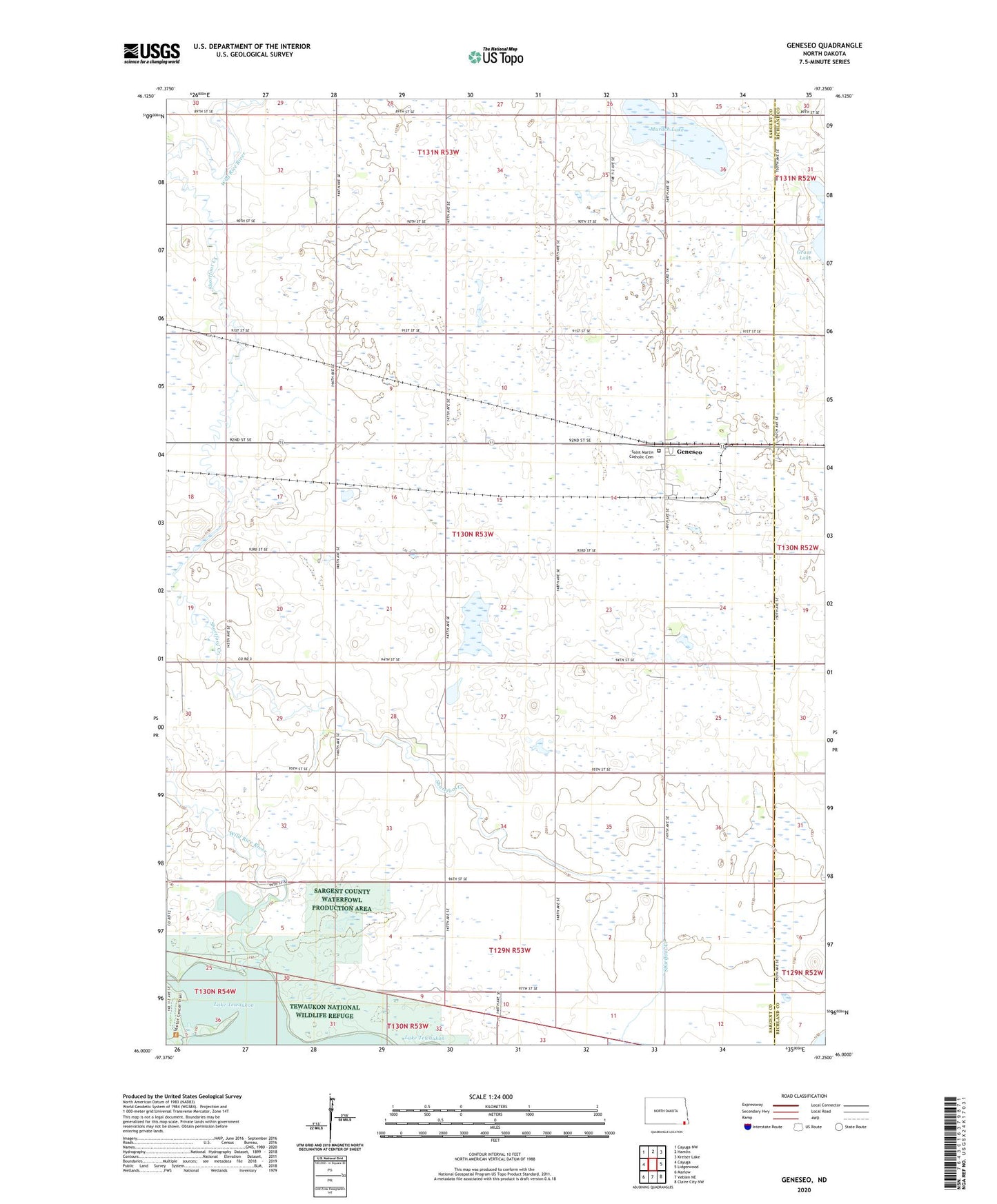 Geneseo North Dakota US Topo Map Image