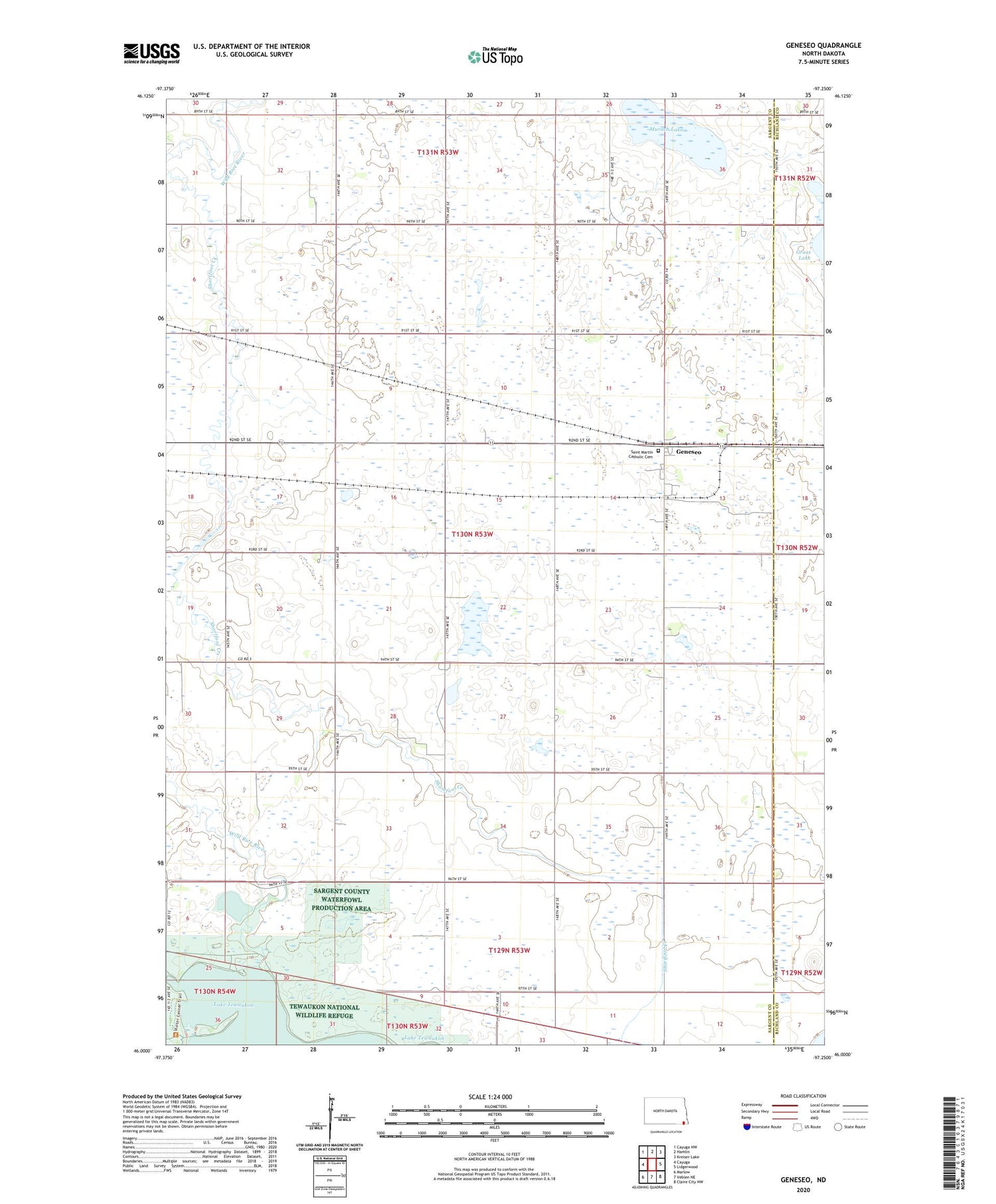 Geneseo North Dakota US Topo Map Image