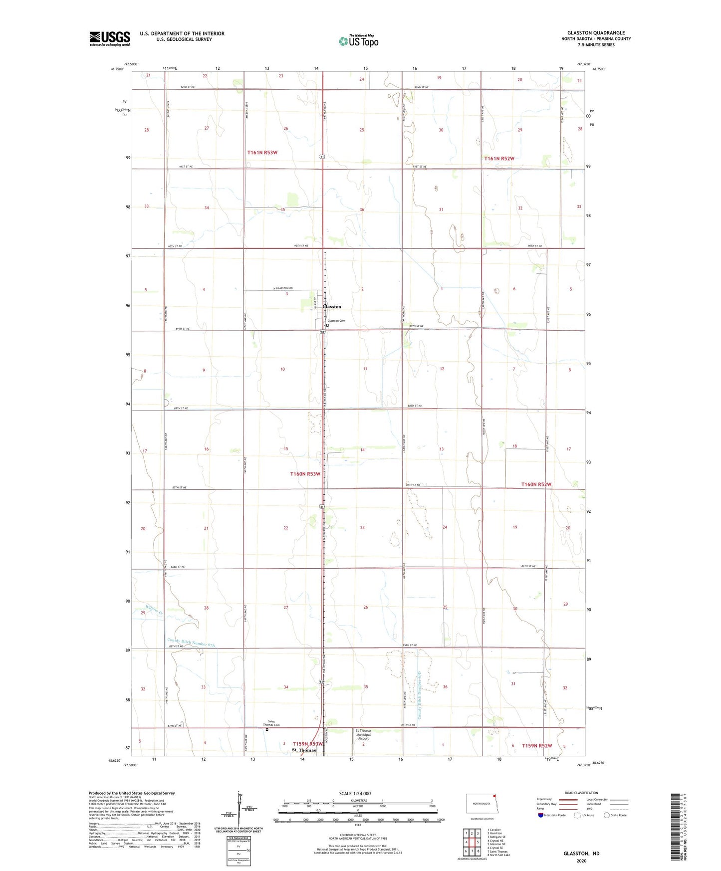 Glasston North Dakota US Topo Map Image
