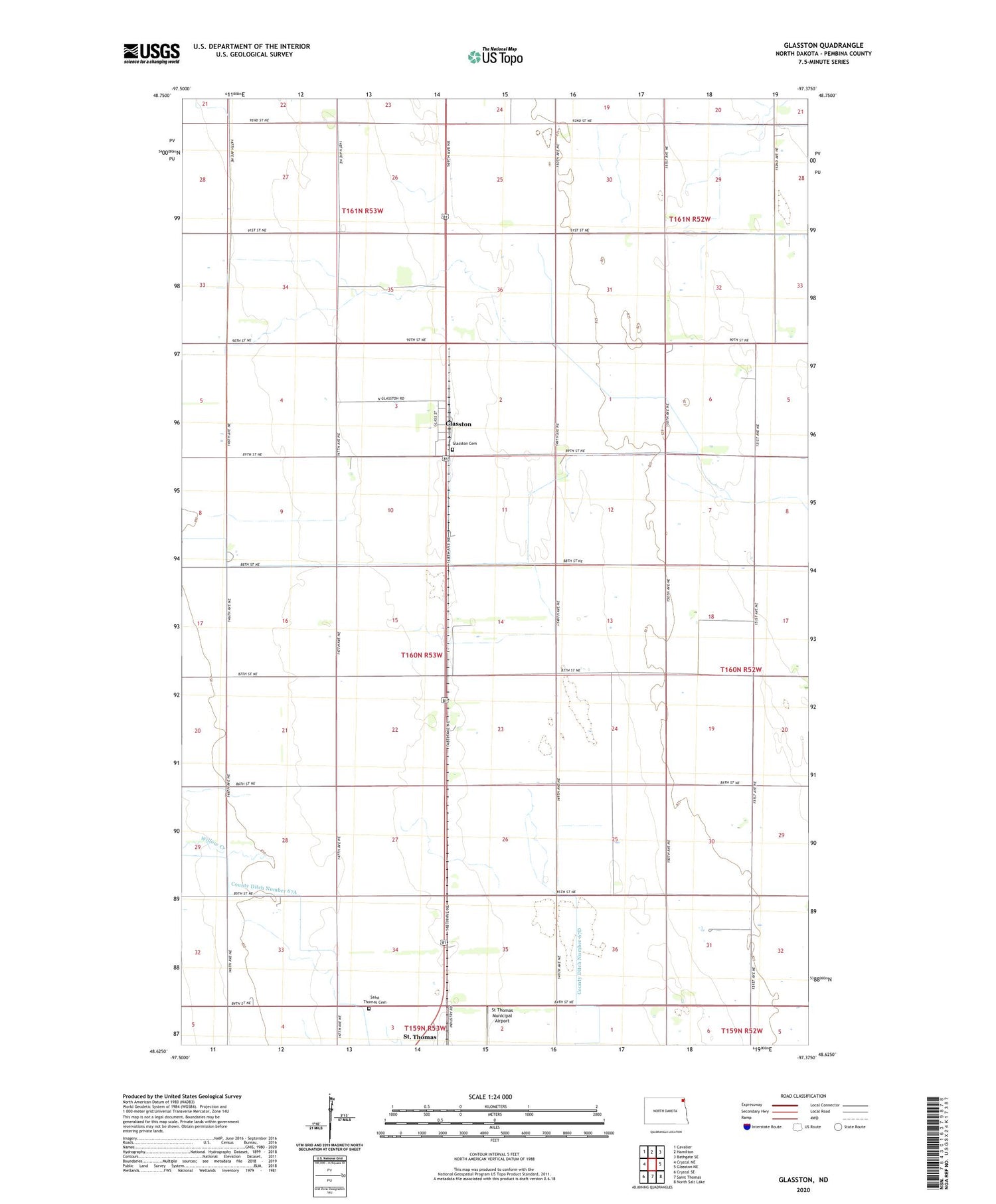 Glasston North Dakota US Topo Map Image