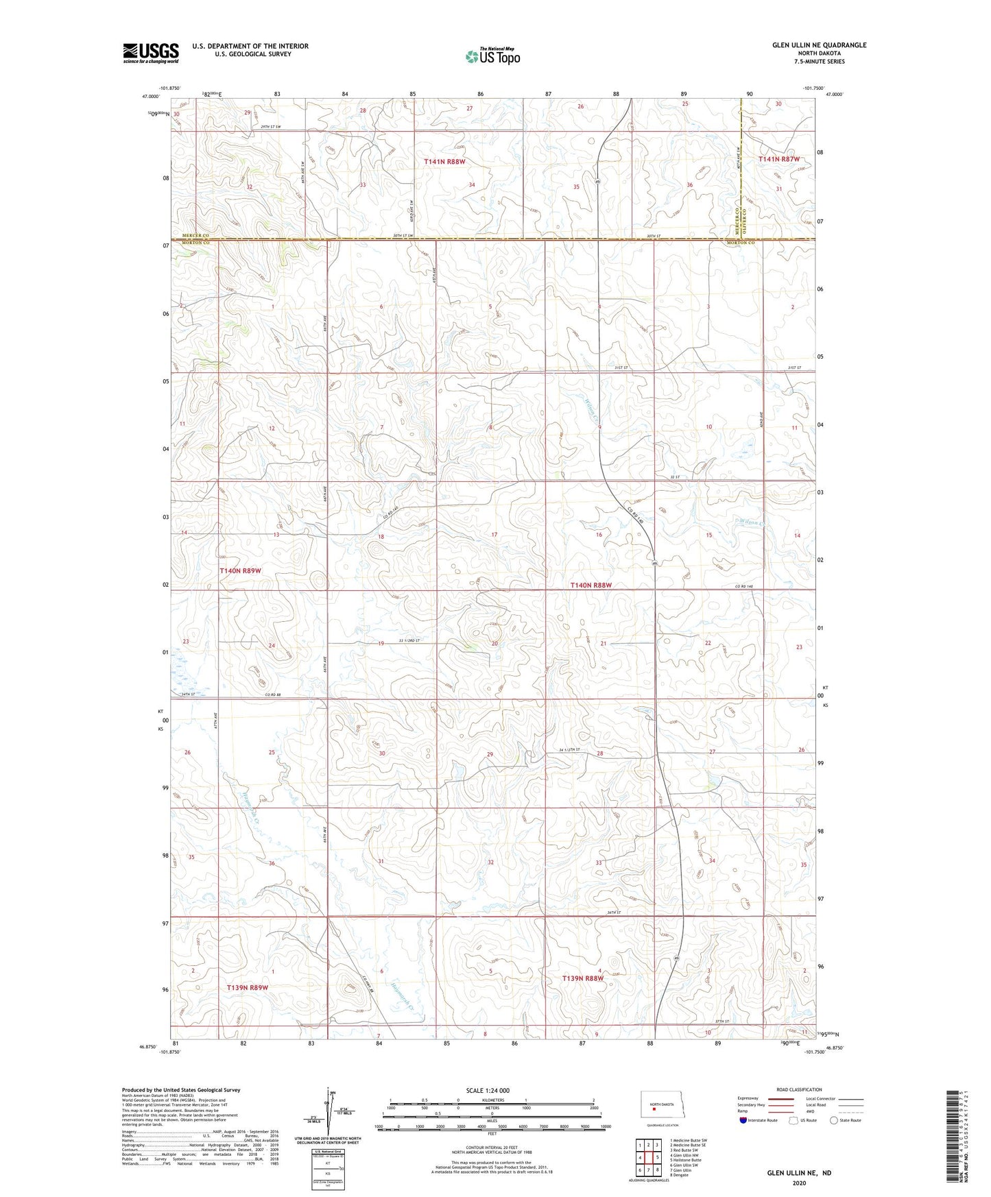 Glen Ullin NE North Dakota US Topo Map Image