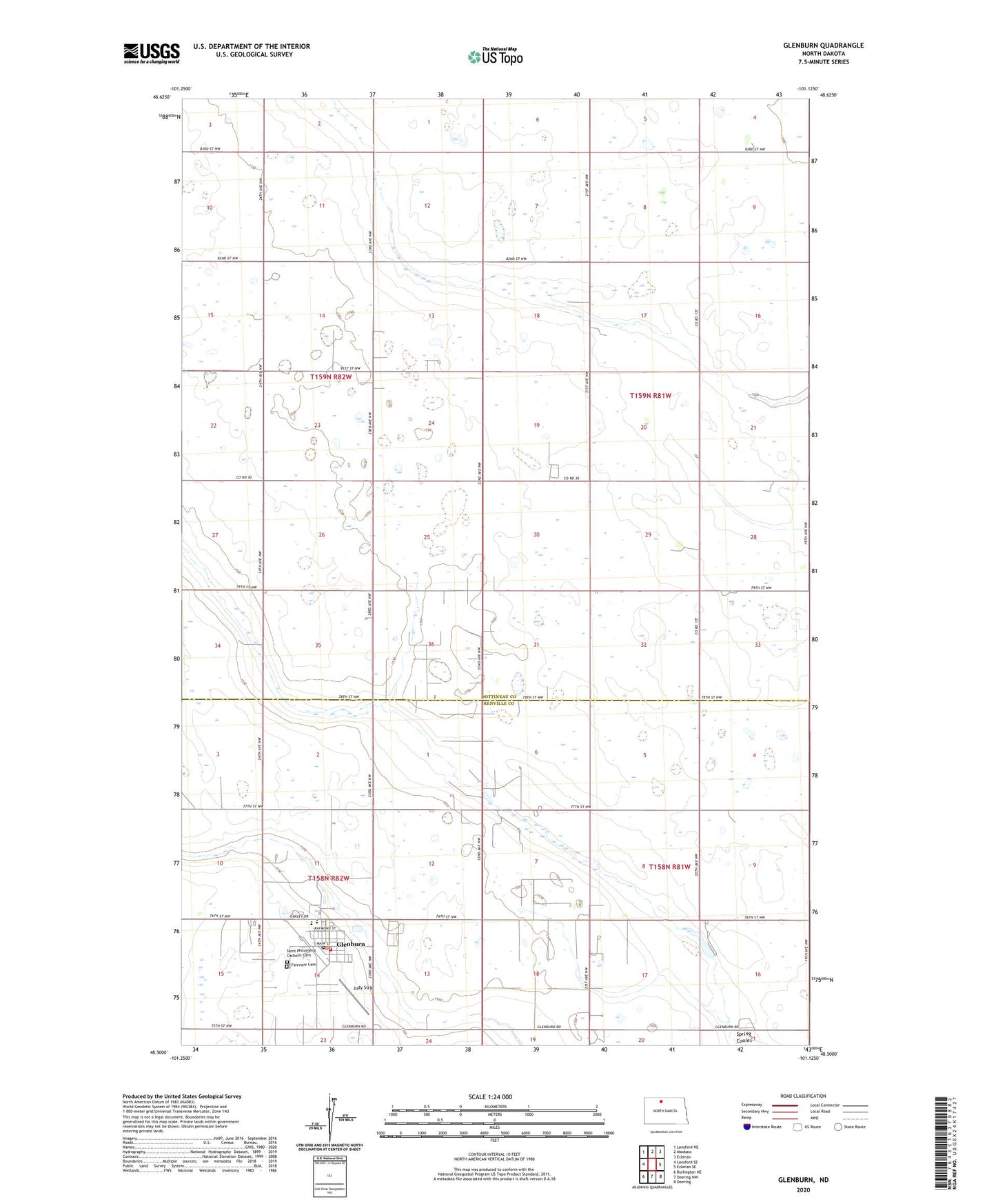 Glenburn North Dakota US Topo Map Image