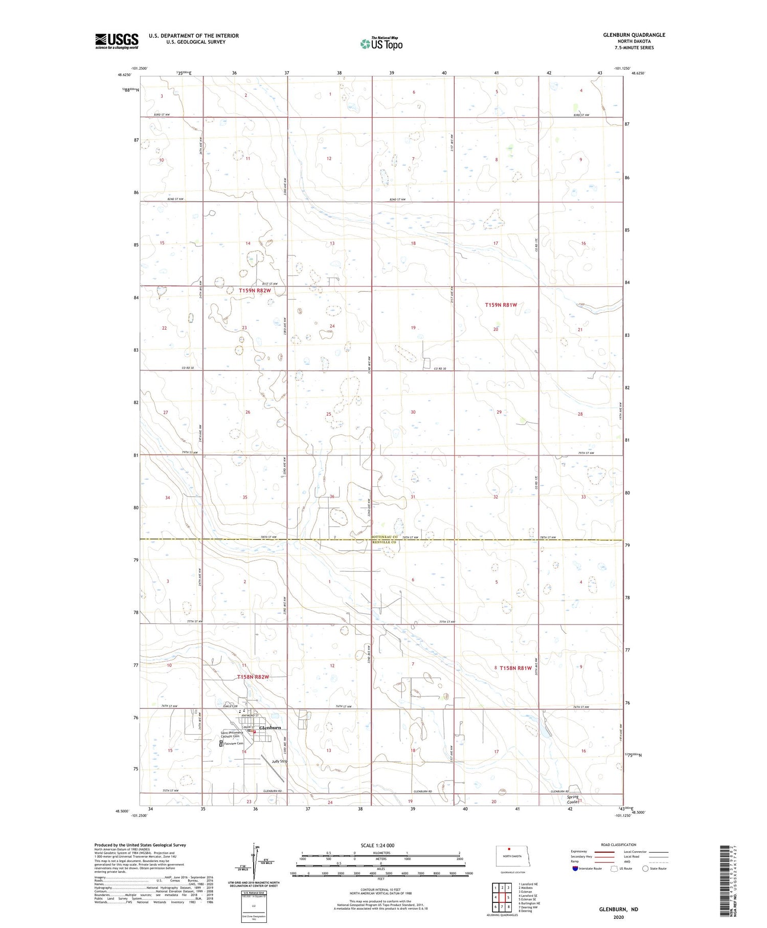 Glenburn North Dakota US Topo Map Image
