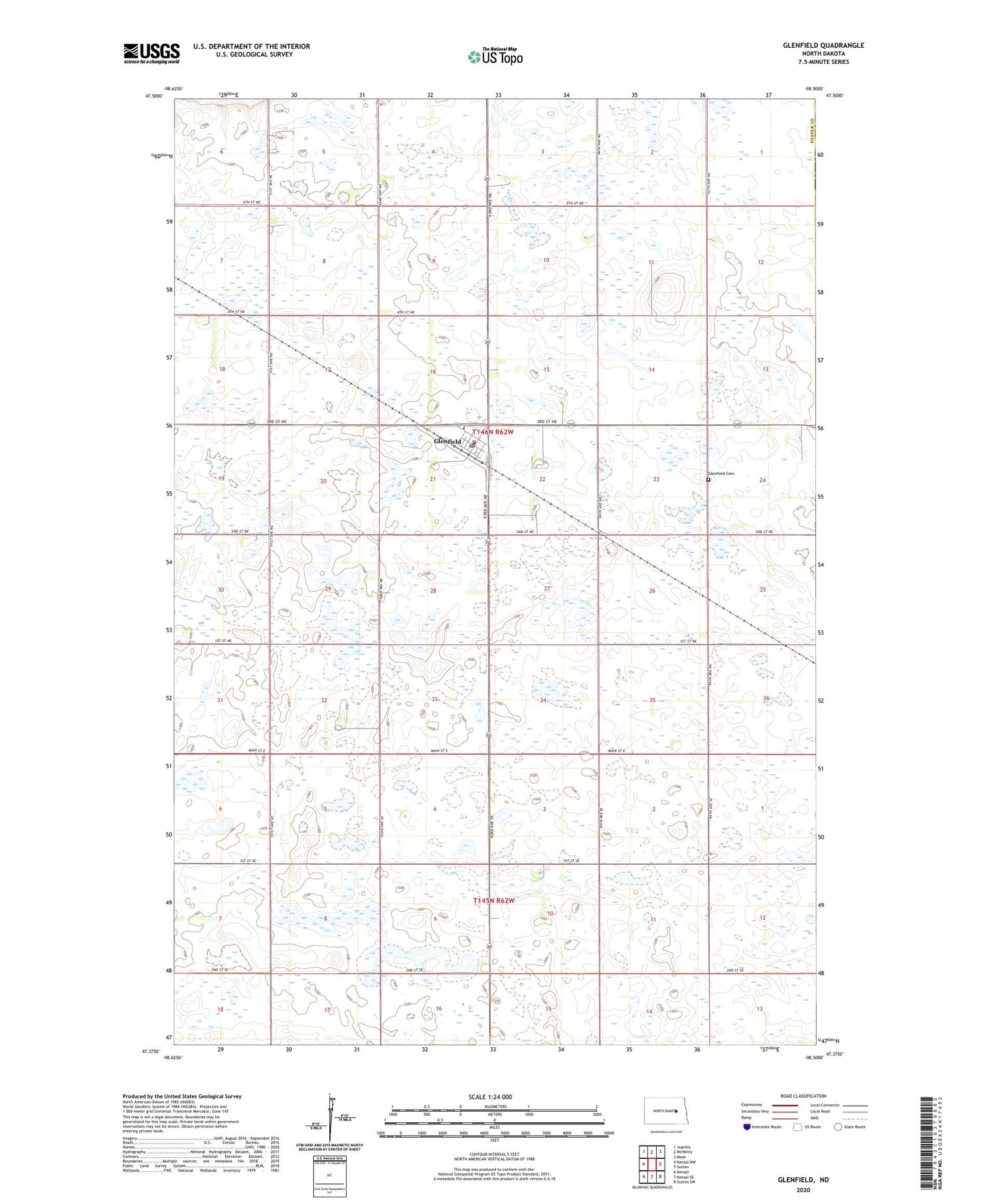 Glenfield North Dakota US Topo Map Image