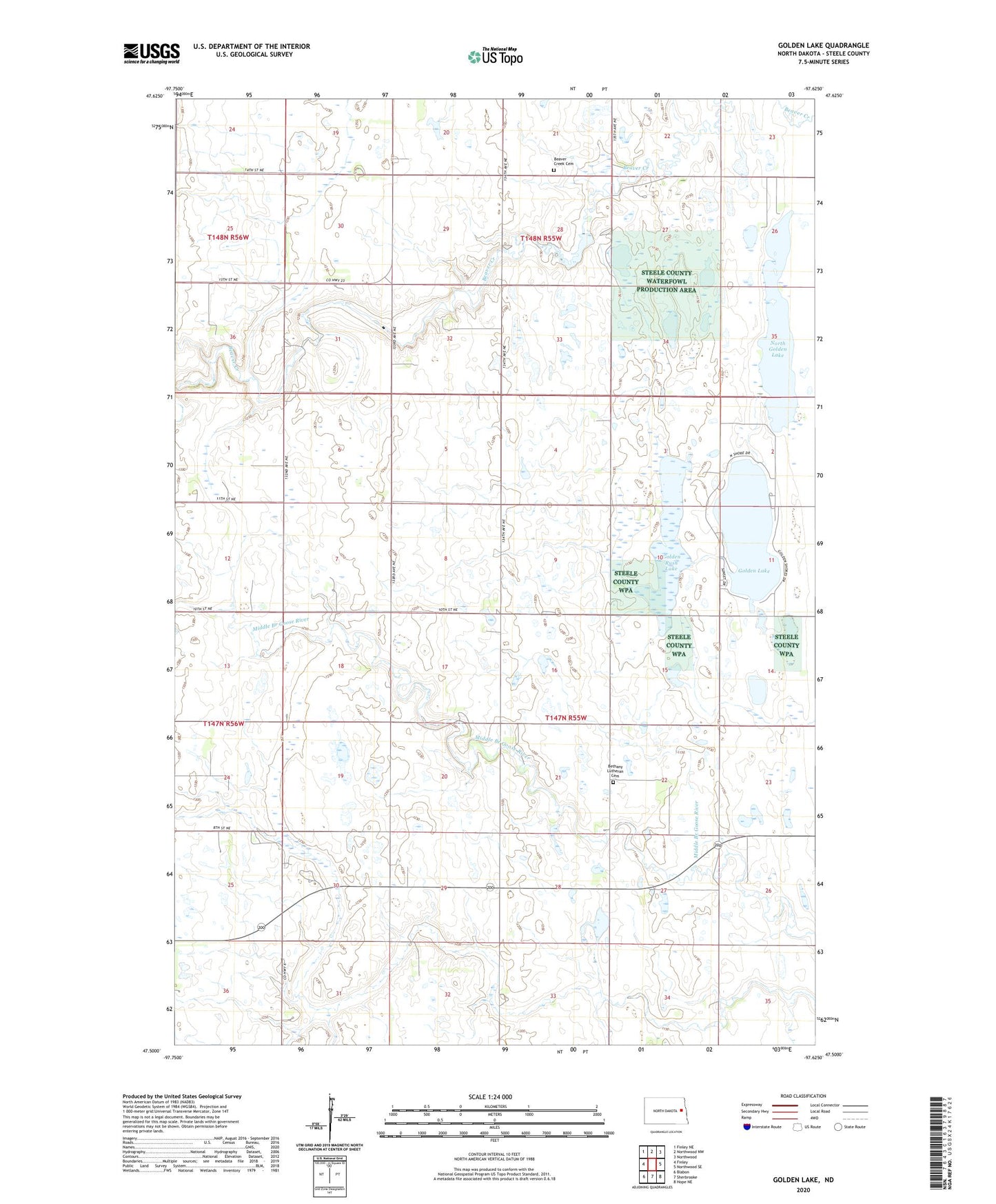 Golden Lake North Dakota US Topo Map Image