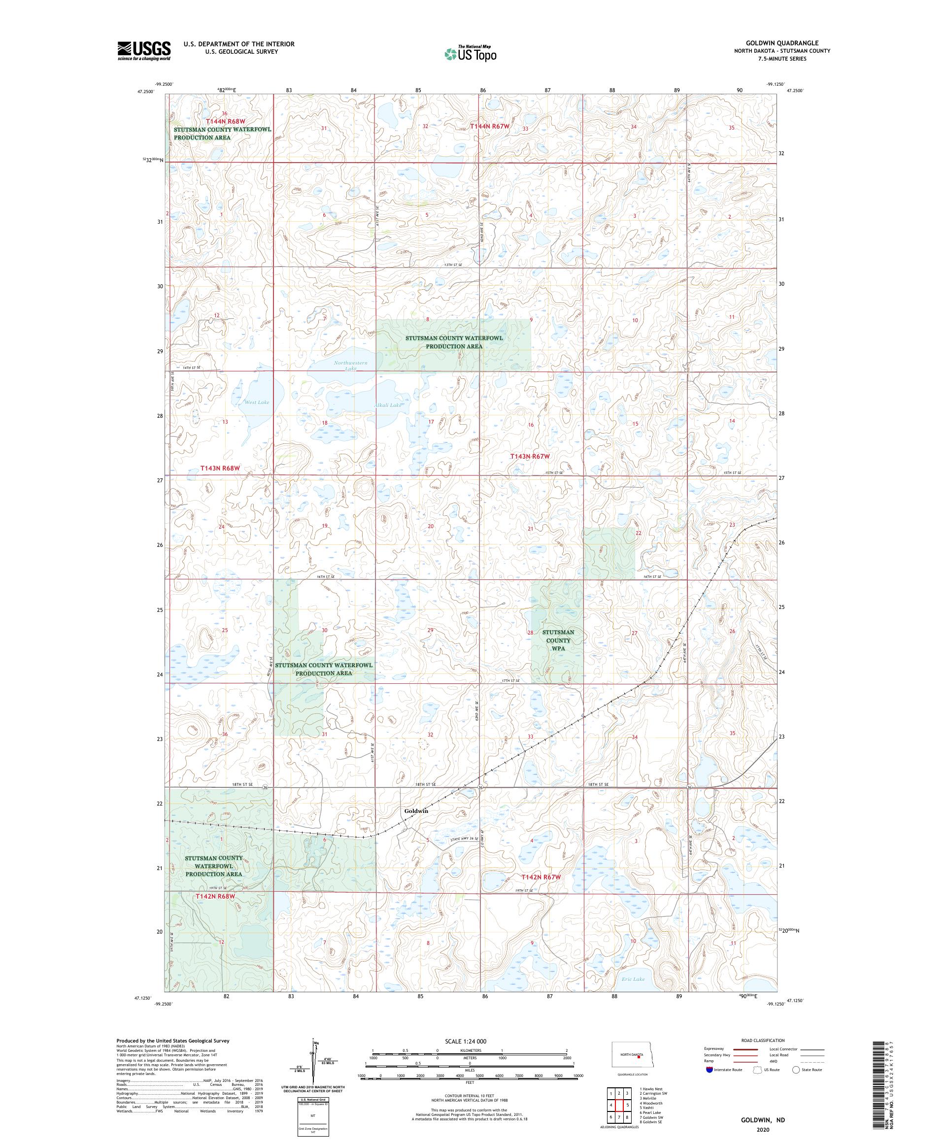 Goldwin North Dakota US Topo Map – MyTopo Map Store
