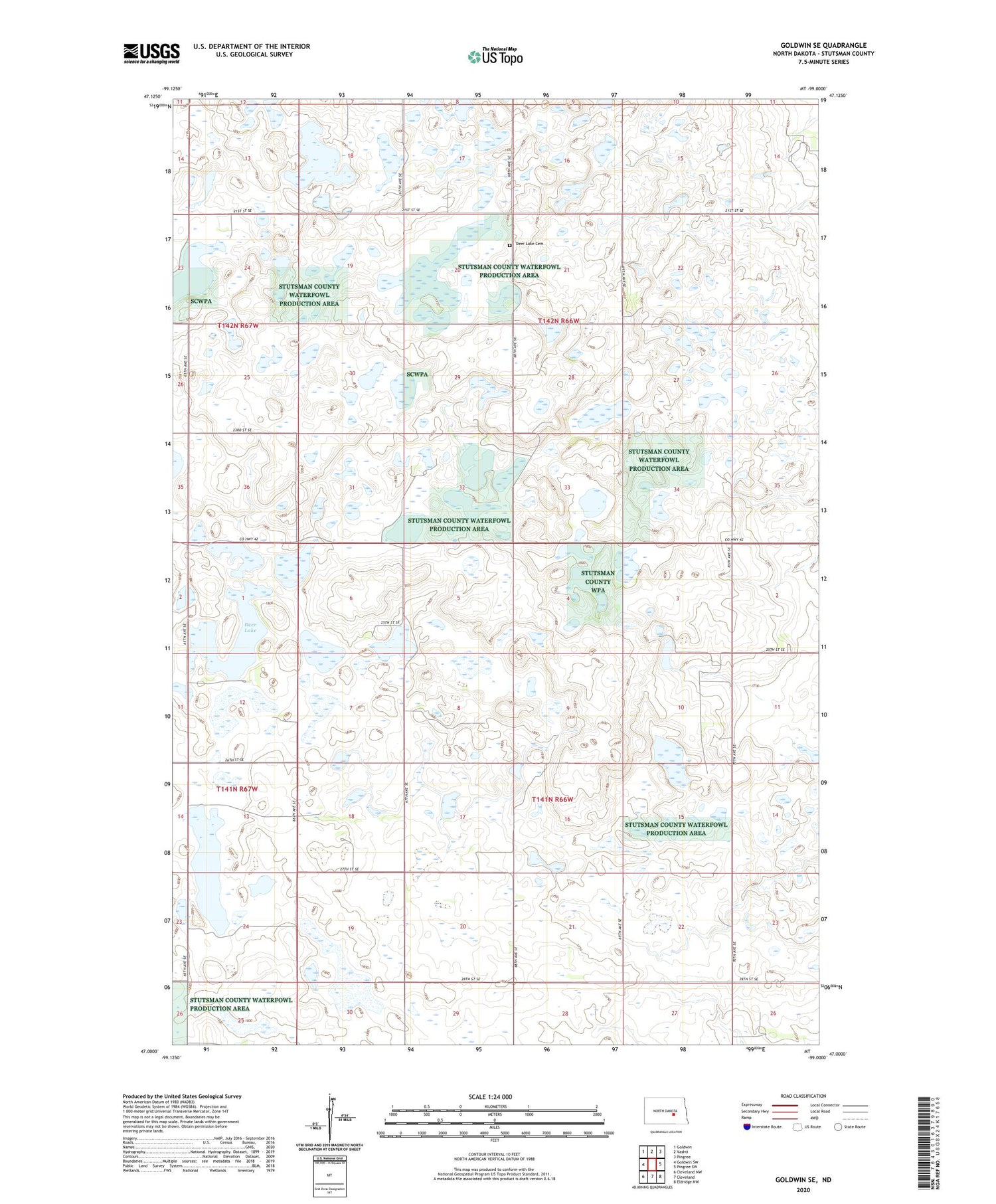 Goldwin SE North Dakota US Topo Map Image