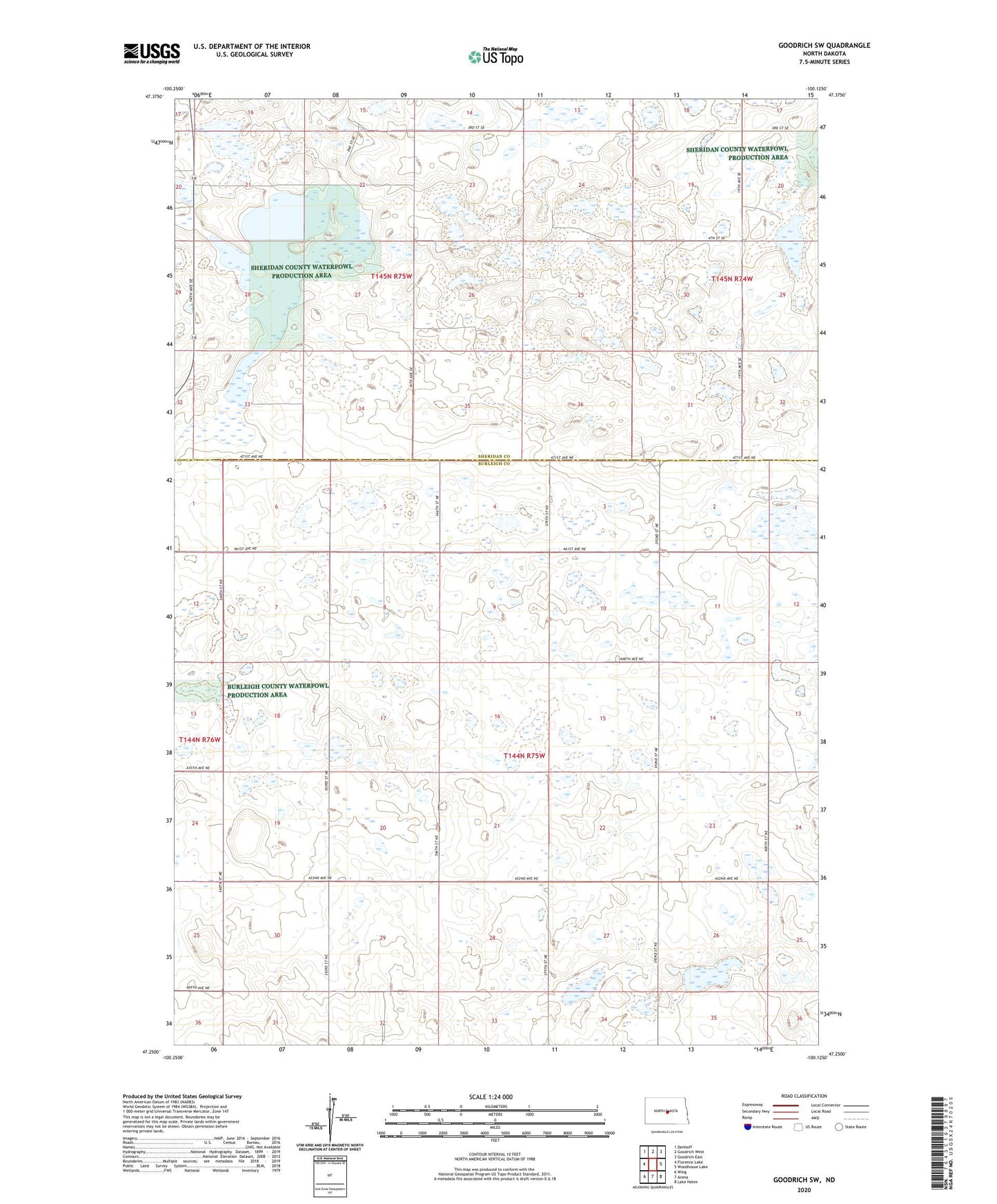 Goodrich SW North Dakota US Topo Map Image