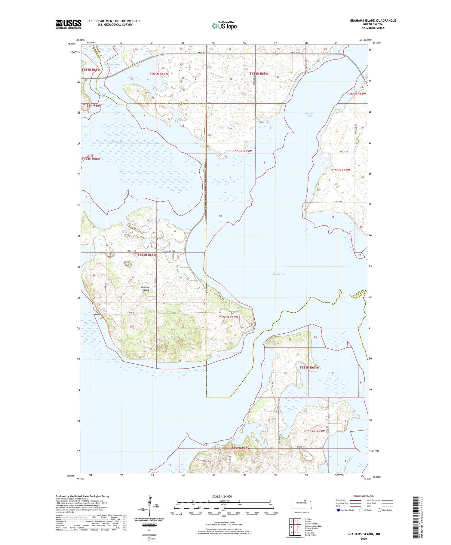 Grahams Island North Dakota US Topo Map Image