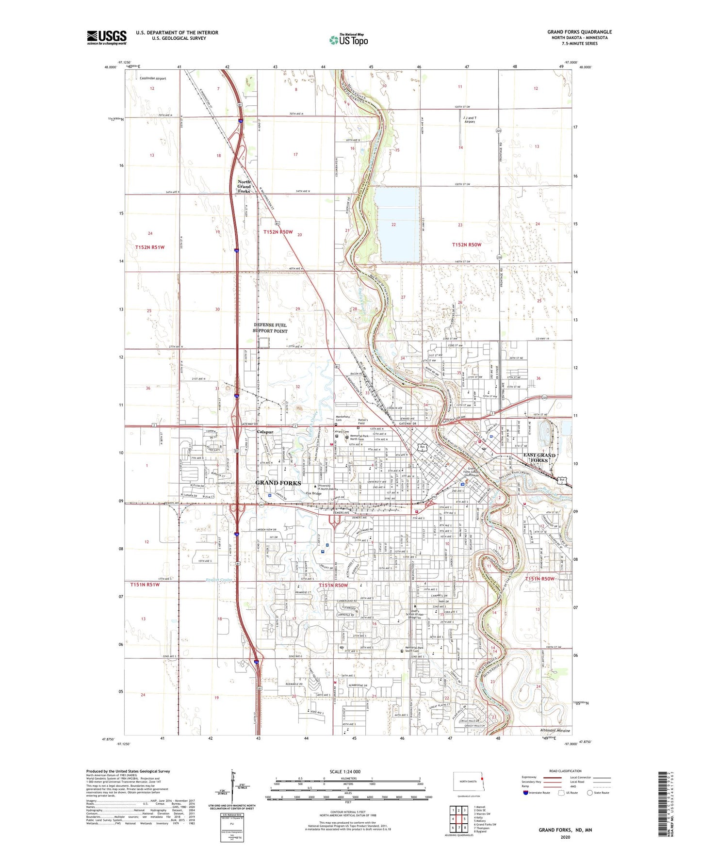 Grand Forks North Dakota US Topo Map Image