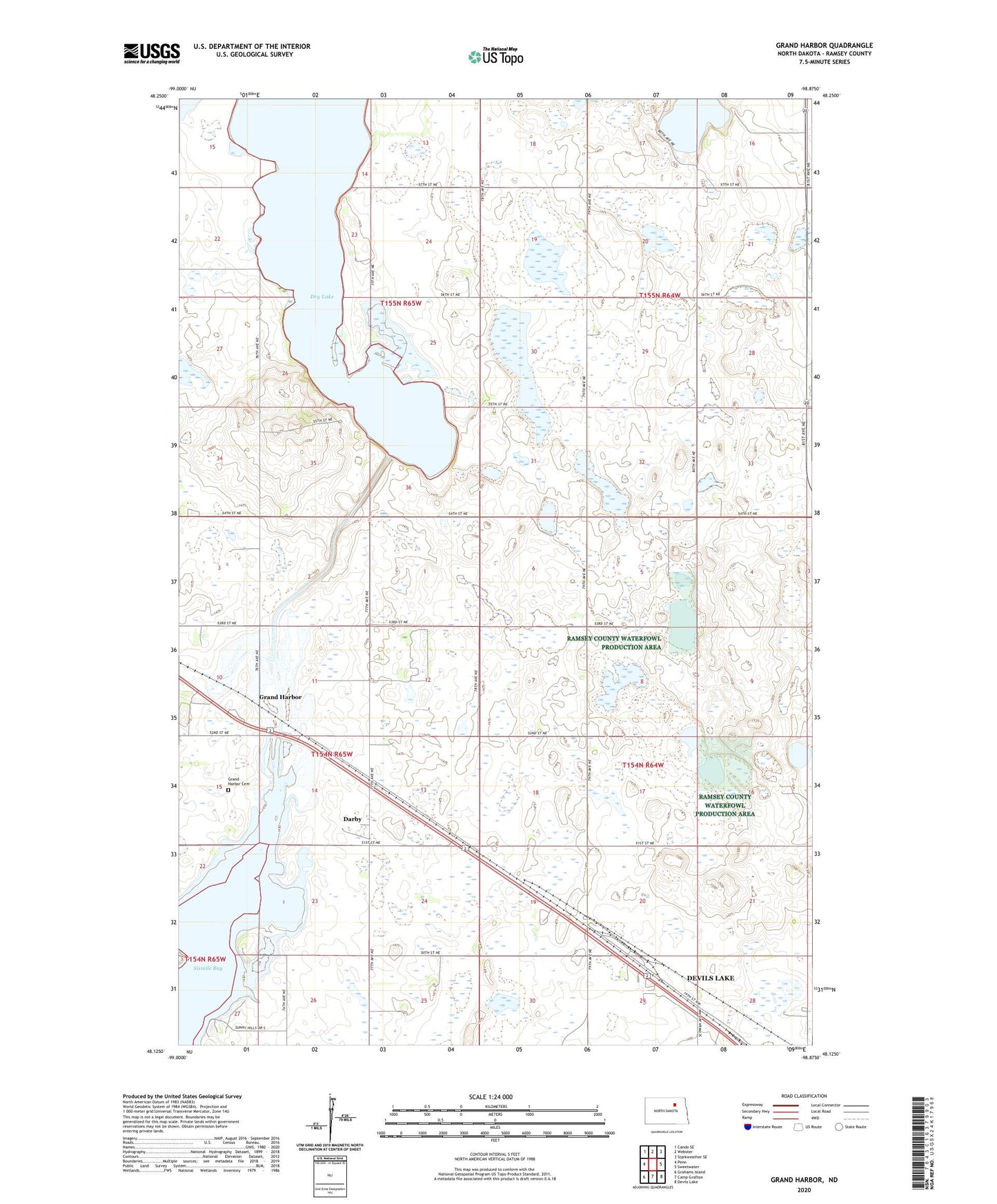 Grand Harbor North Dakota US Topo Map Image