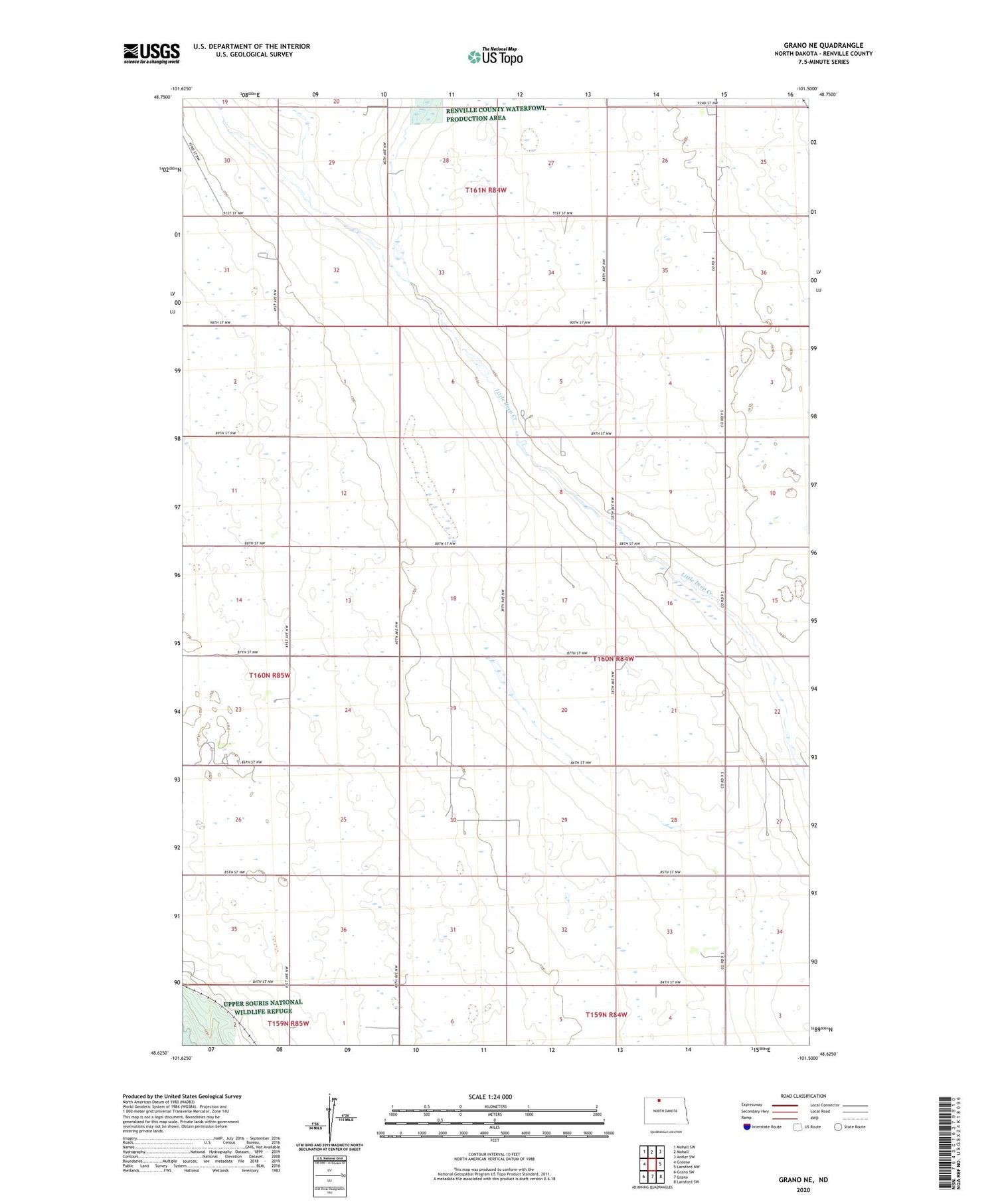 Grano NE North Dakota US Topo Map Image