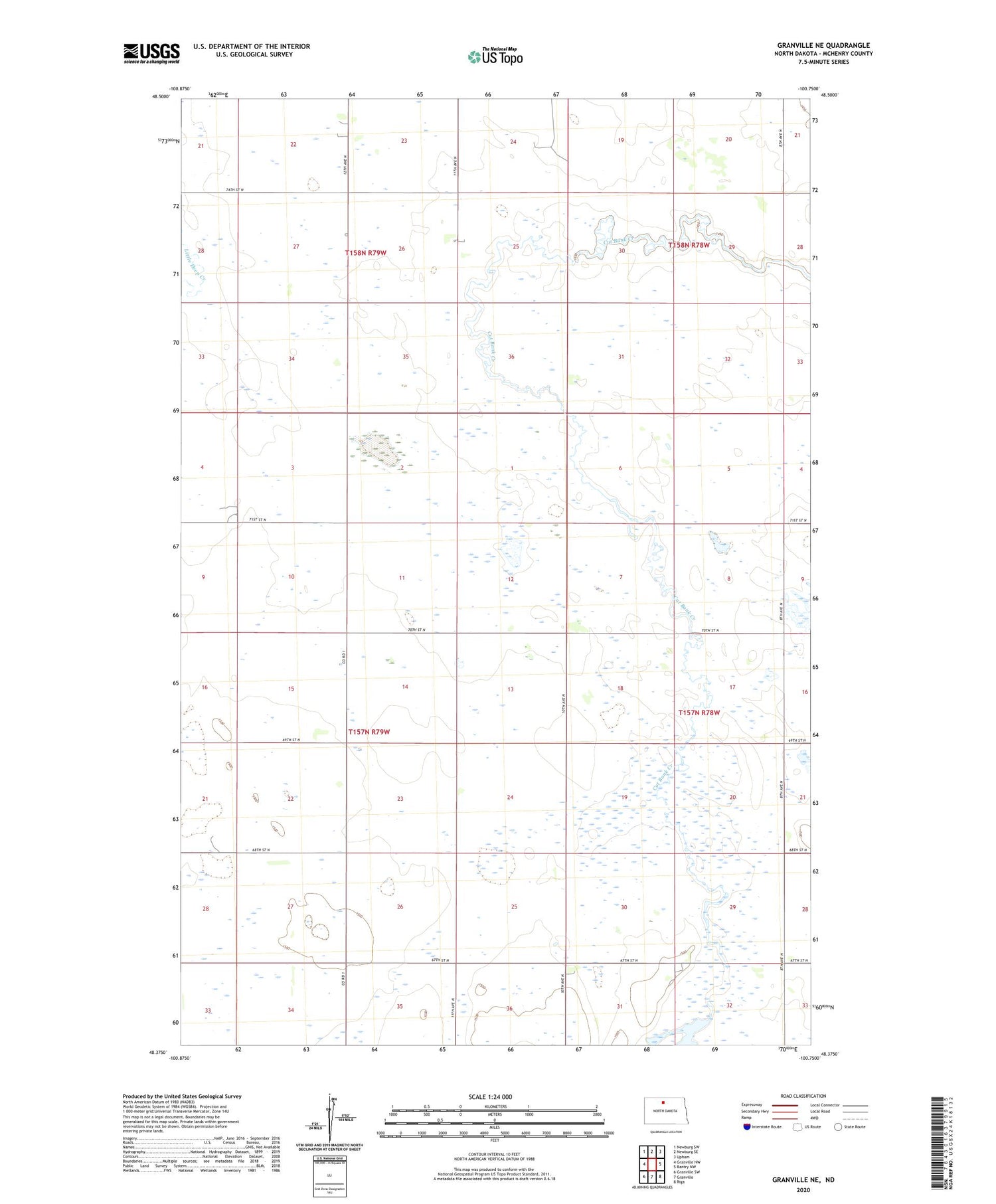 Granville NE North Dakota US Topo Map Image