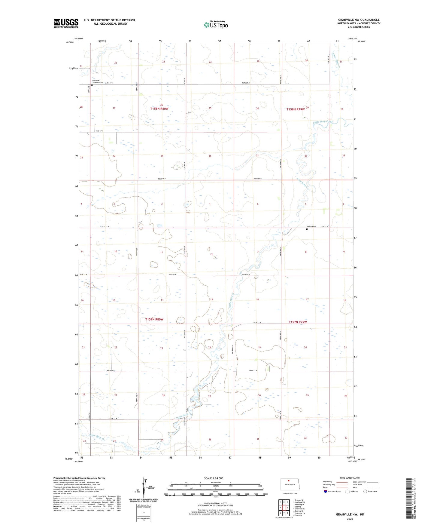 Granville NW North Dakota US Topo Map Image