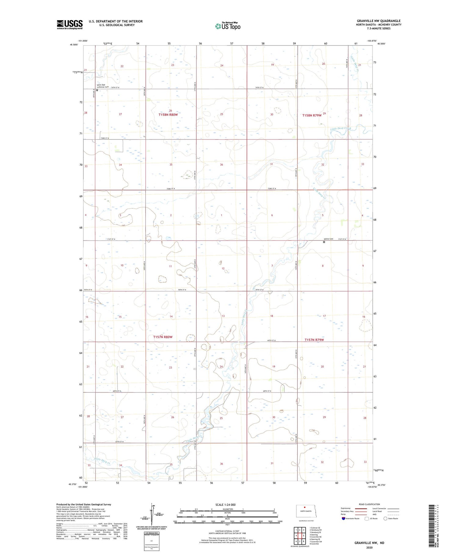 Granville NW North Dakota US Topo Map Image