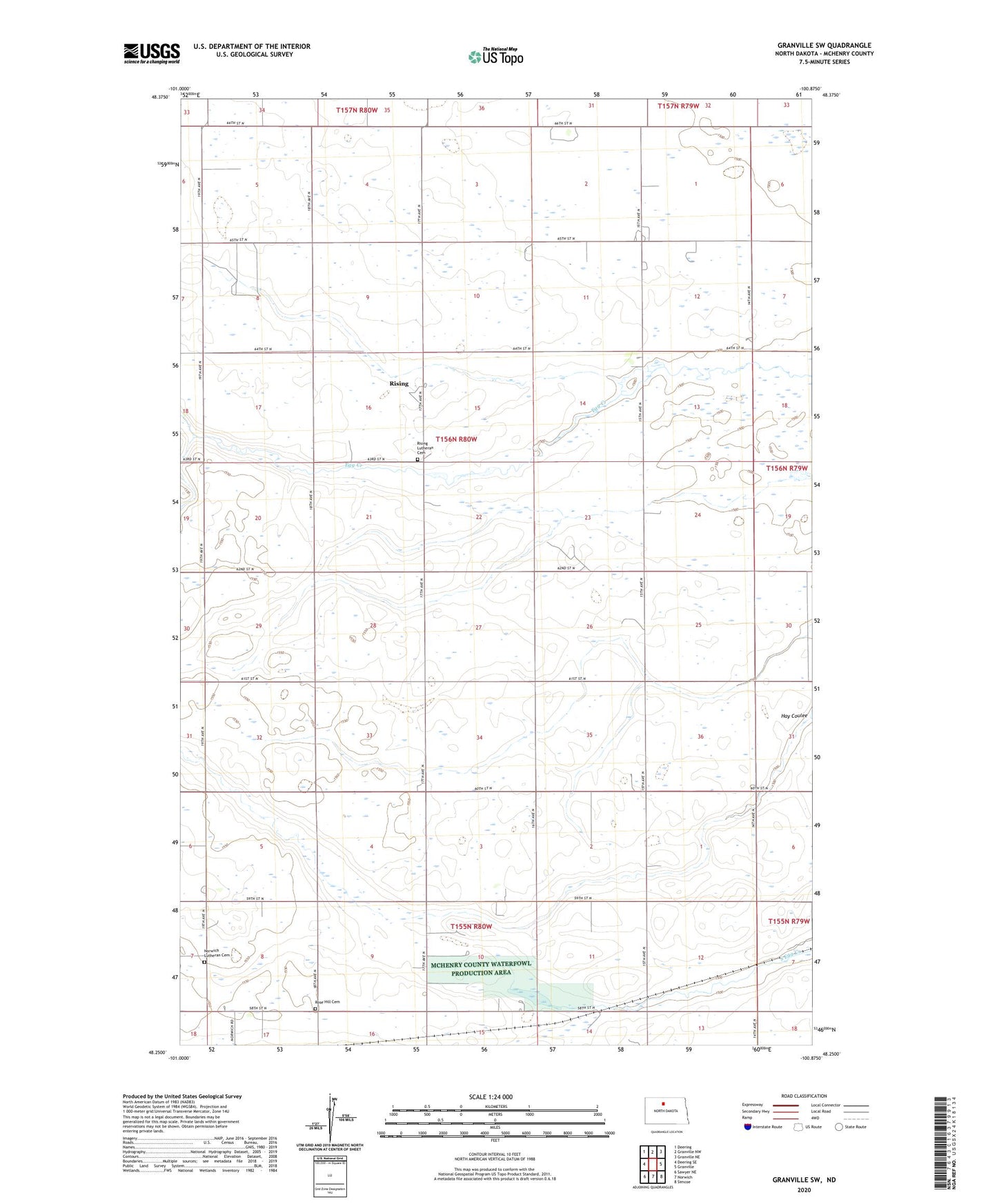 Granville SW North Dakota US Topo Map Image