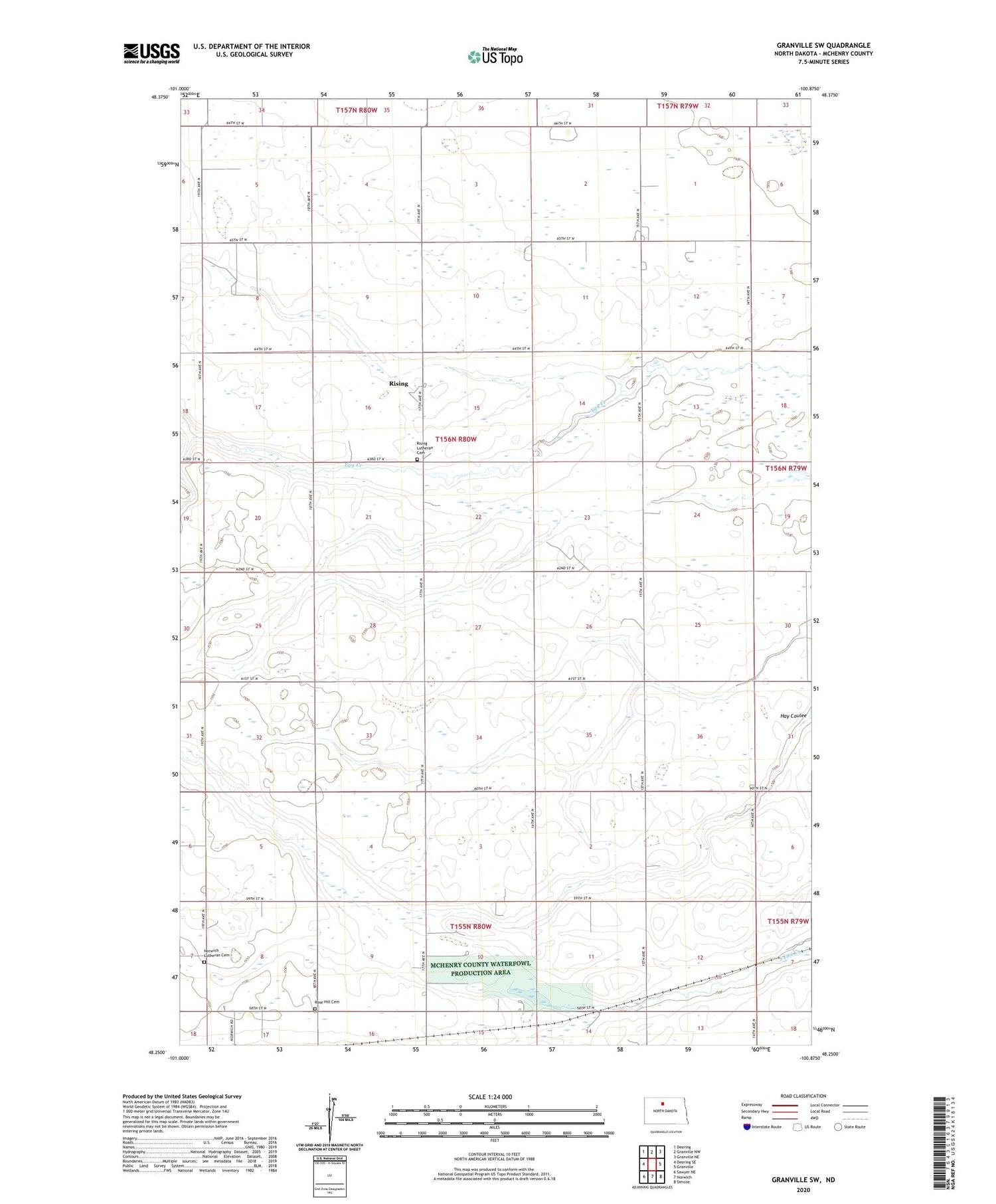 Granville SW North Dakota US Topo Map Image