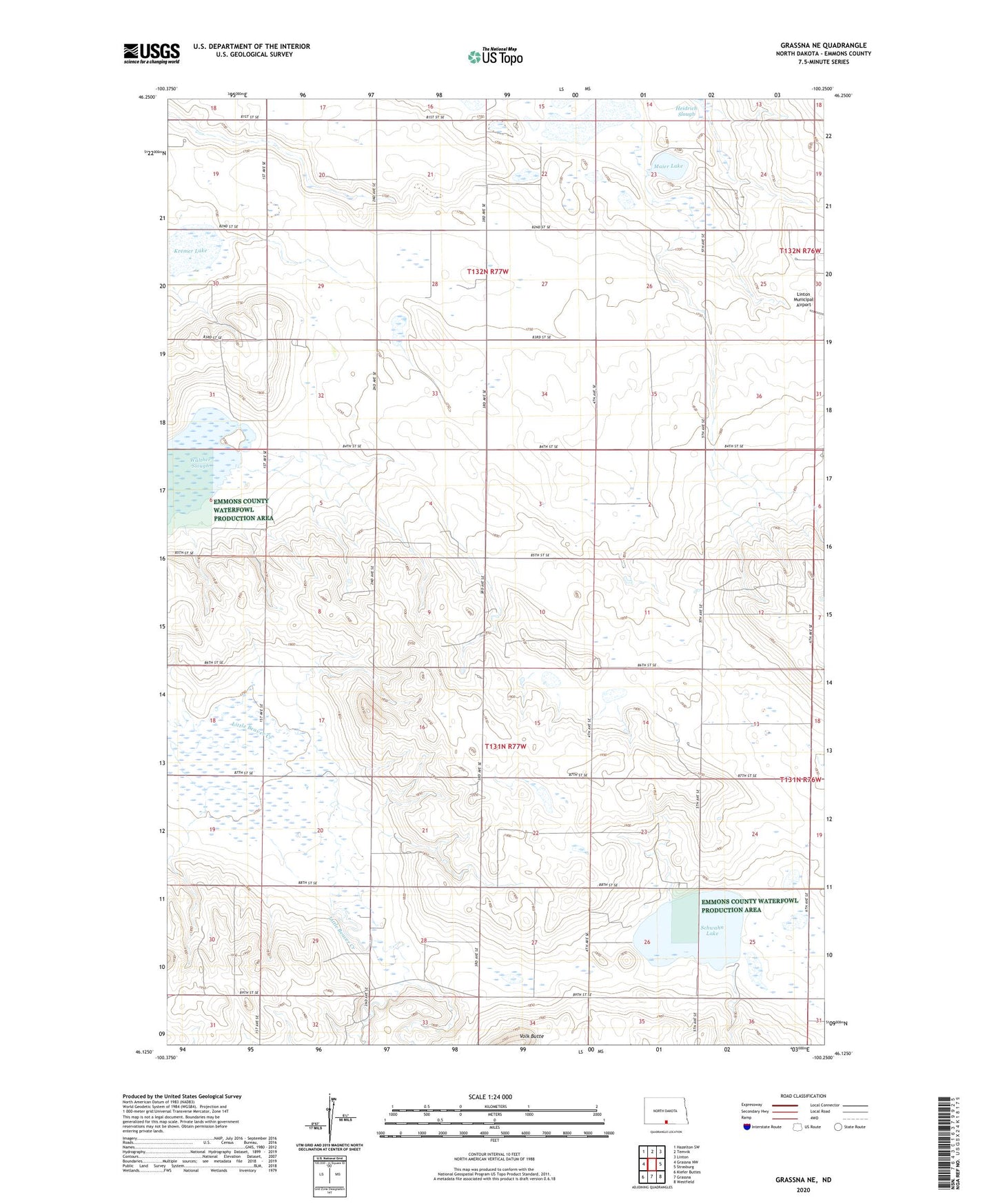 Grassna NE North Dakota US Topo Map Image