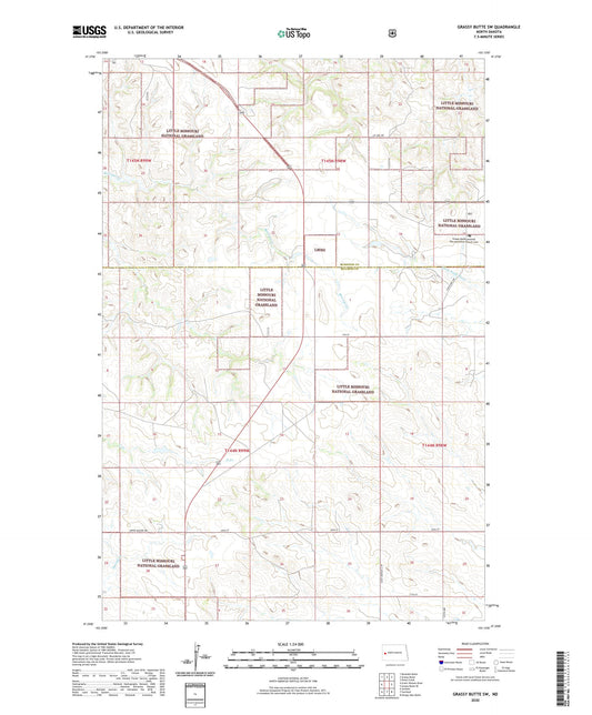 Grassy Butte SW North Dakota US Topo Map Image
