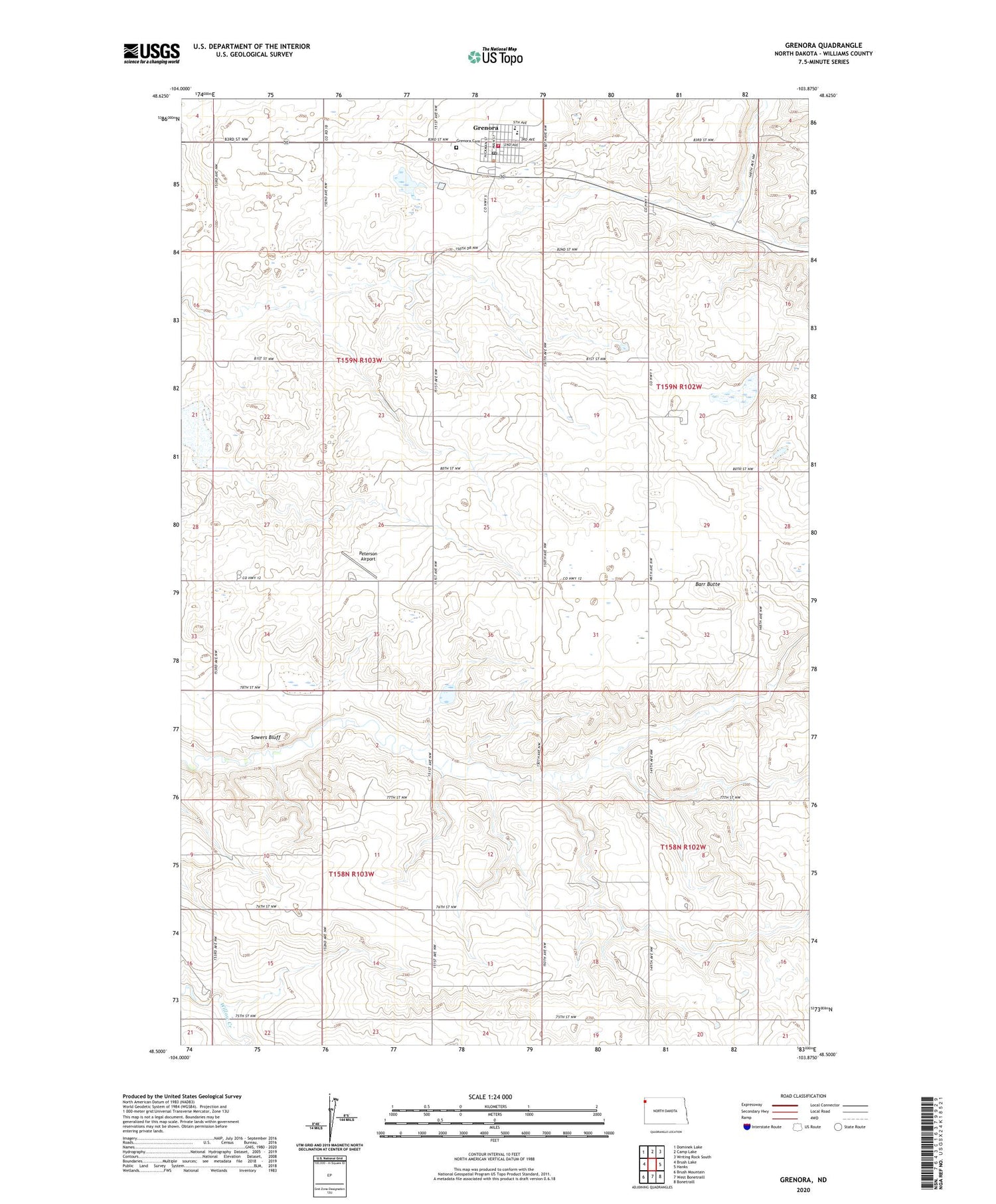 Grenora North Dakota US Topo Map Image