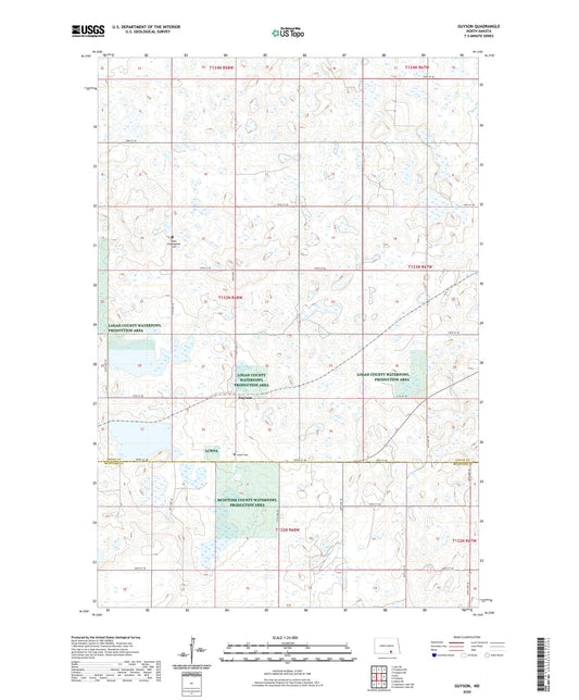 Guyson North Dakota US Topo Map Image