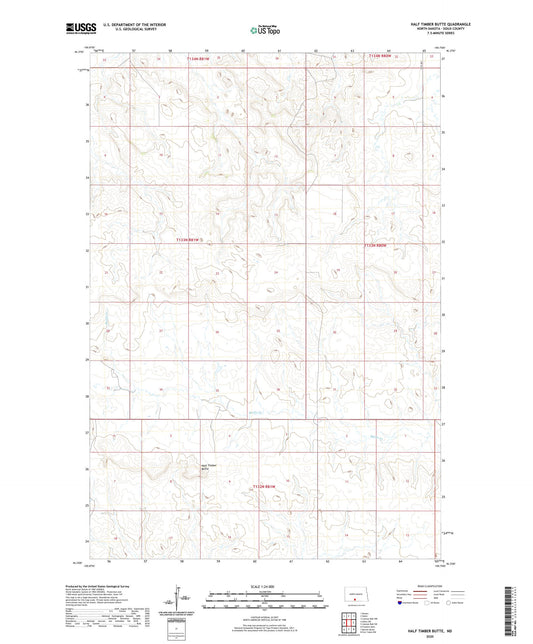 Half Timber Butte North Dakota US Topo Map Image