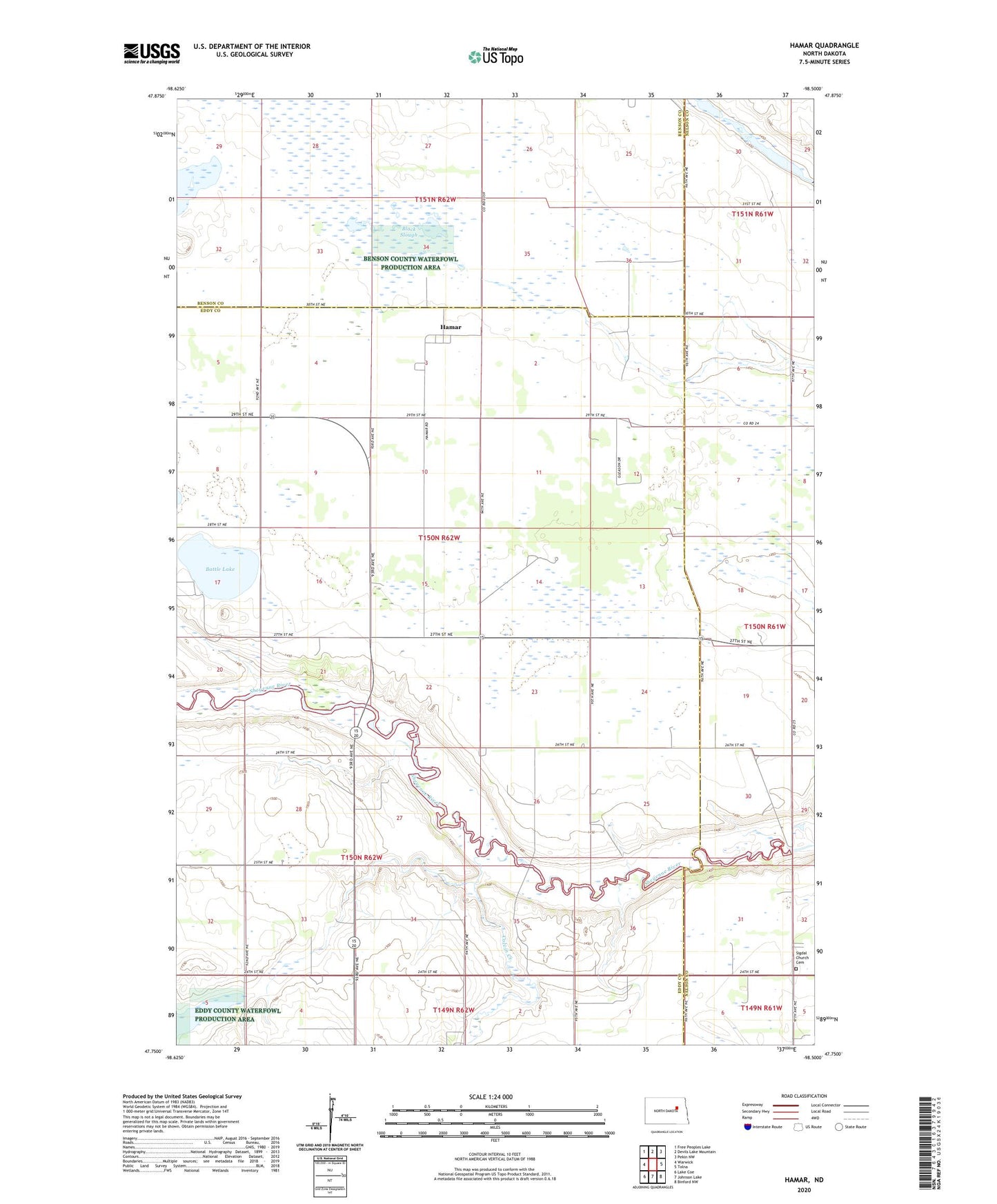 Hamar North Dakota US Topo Map Image