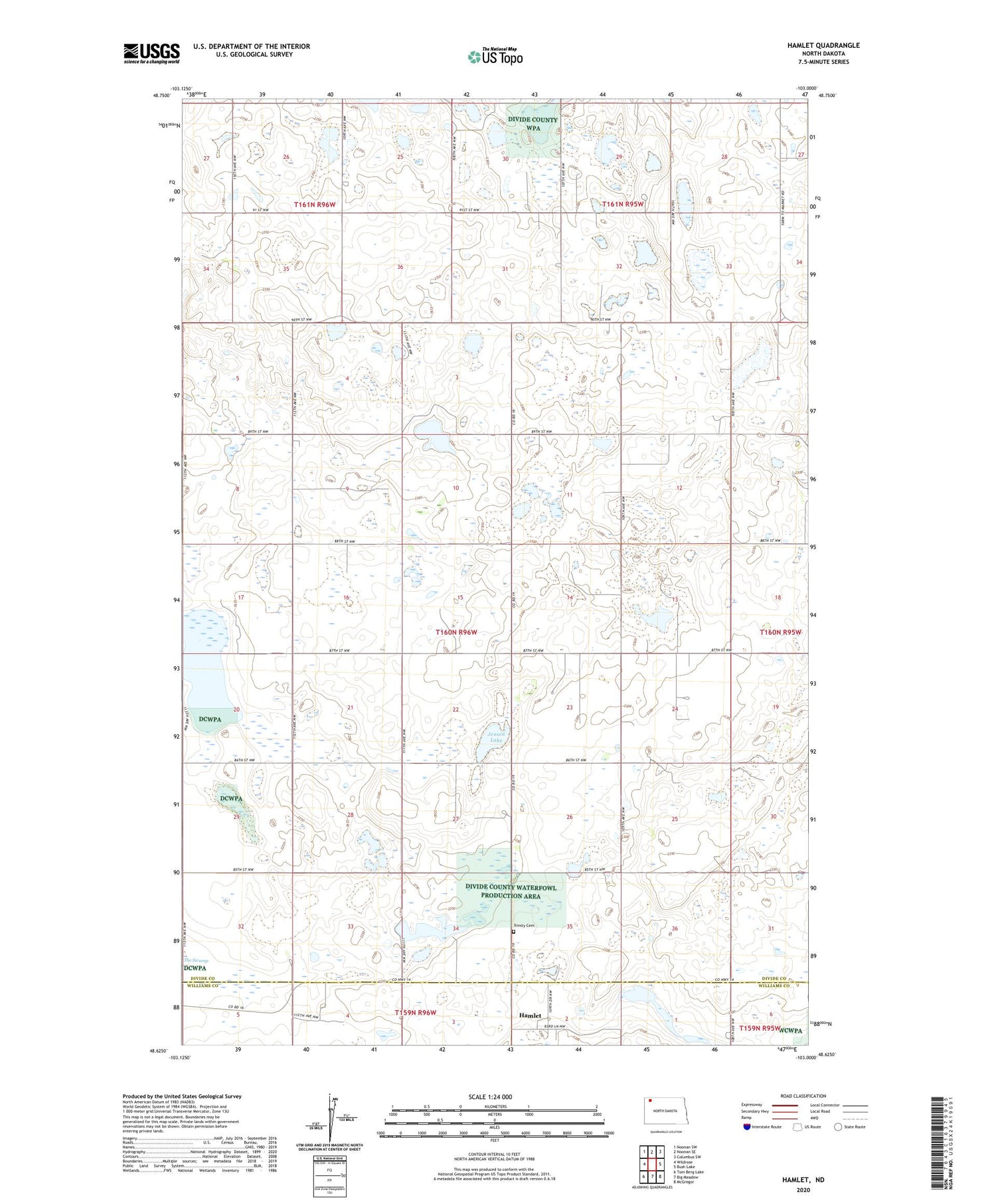 Hamlet North Dakota US Topo Map Image