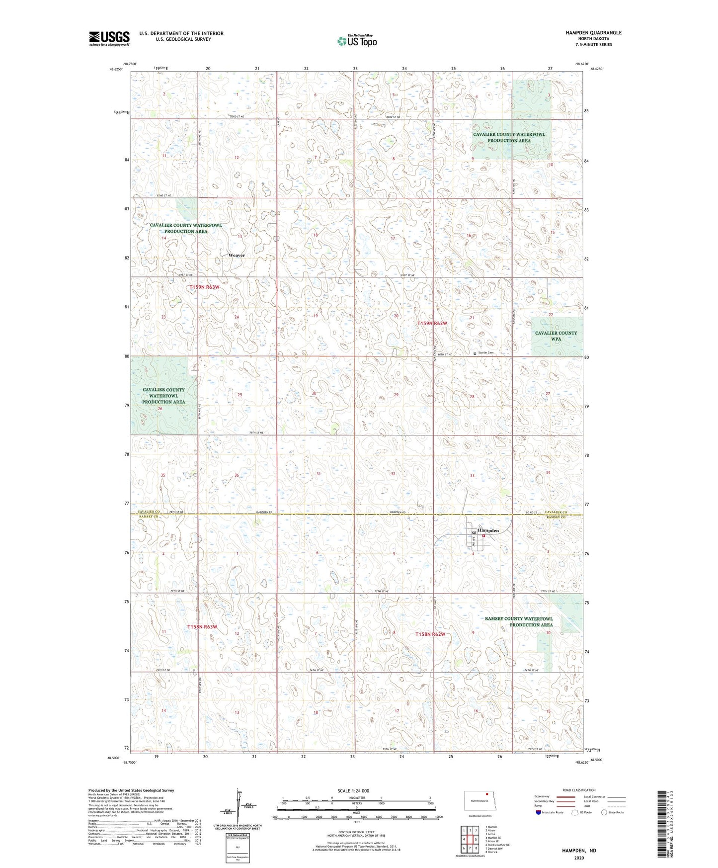Hampden North Dakota US Topo Map Image