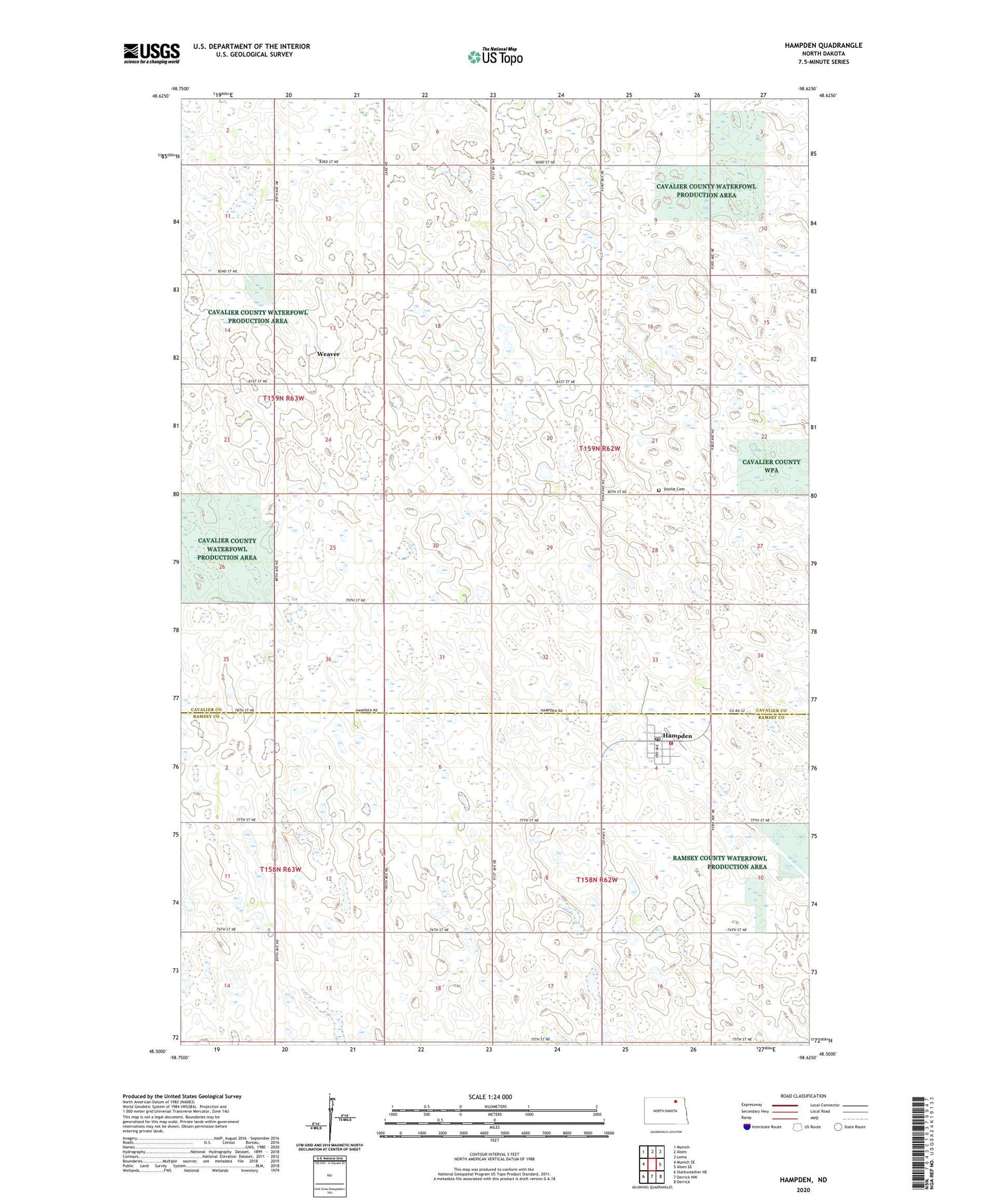 Hampden North Dakota US Topo Map Image