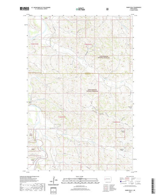 Hanks Gully North Dakota US Topo Map Image