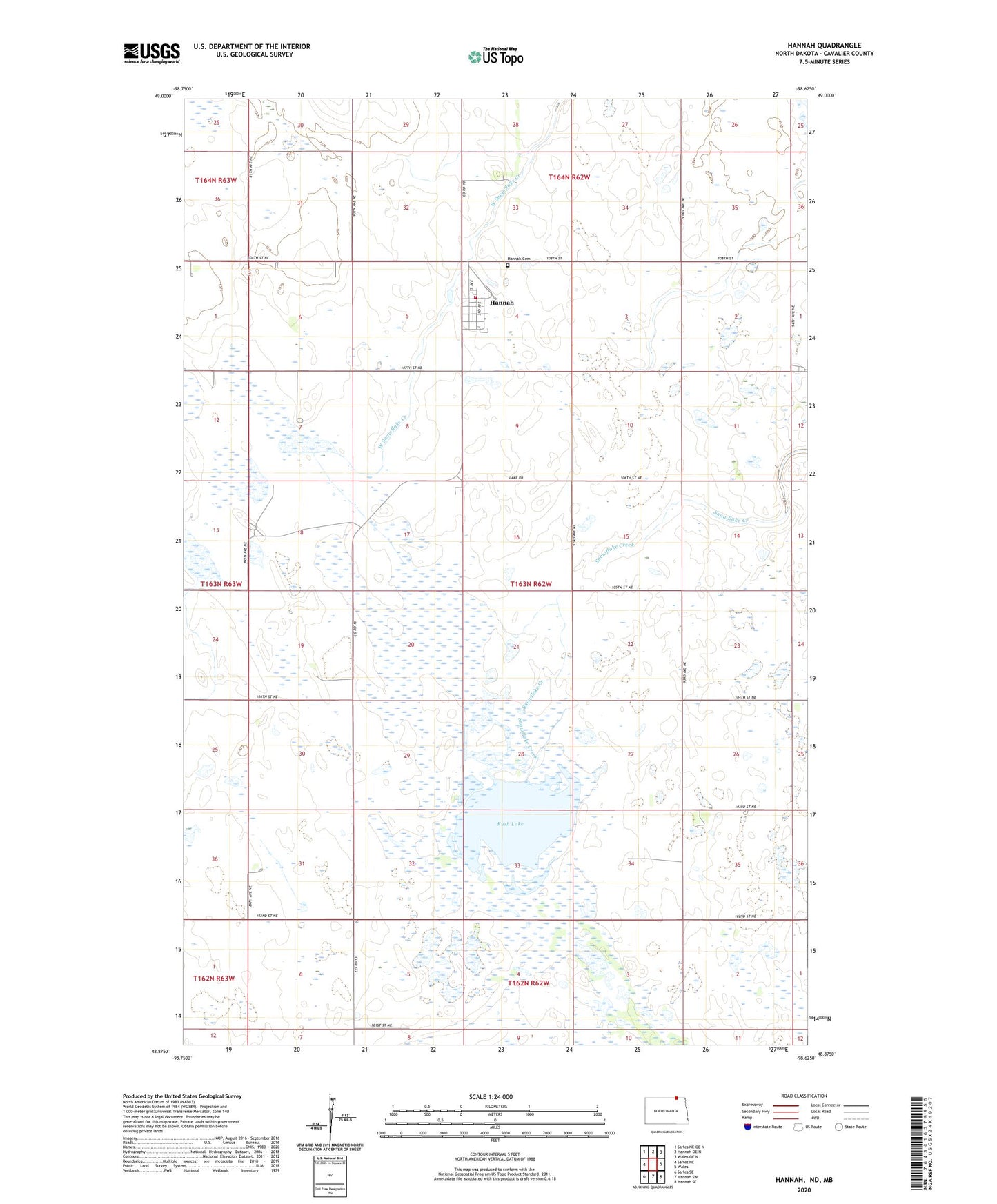 Hannah North Dakota US Topo Map Image