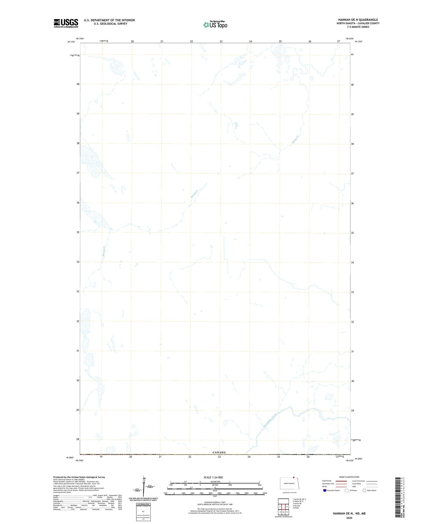 Hannah OE N North Dakota US Topo Map Image