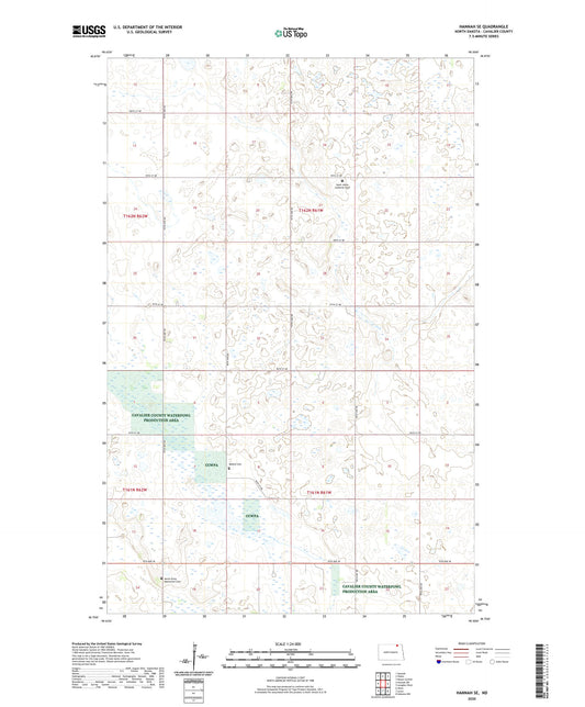 Hannah SE North Dakota US Topo Map Image