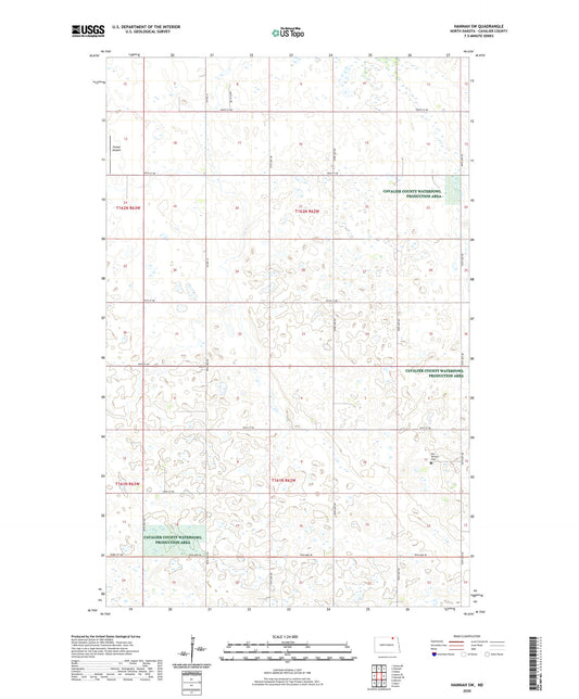 Hannah SW North Dakota US Topo Map Image