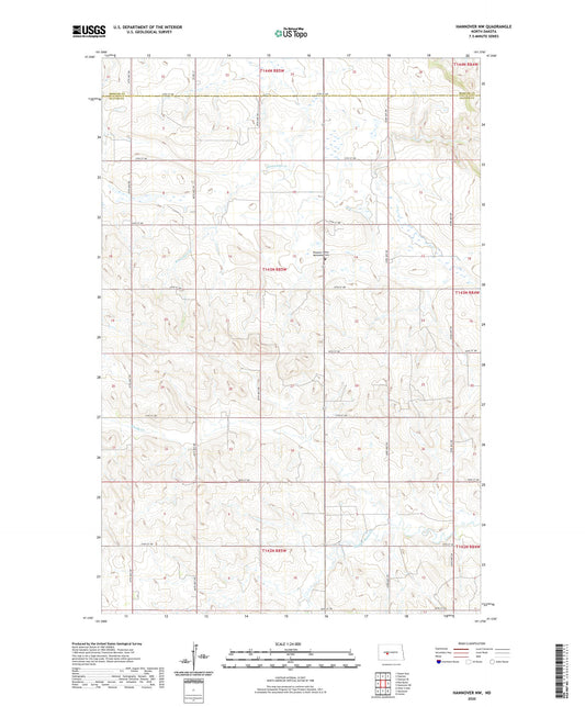 Hannover NW North Dakota US Topo Map Image