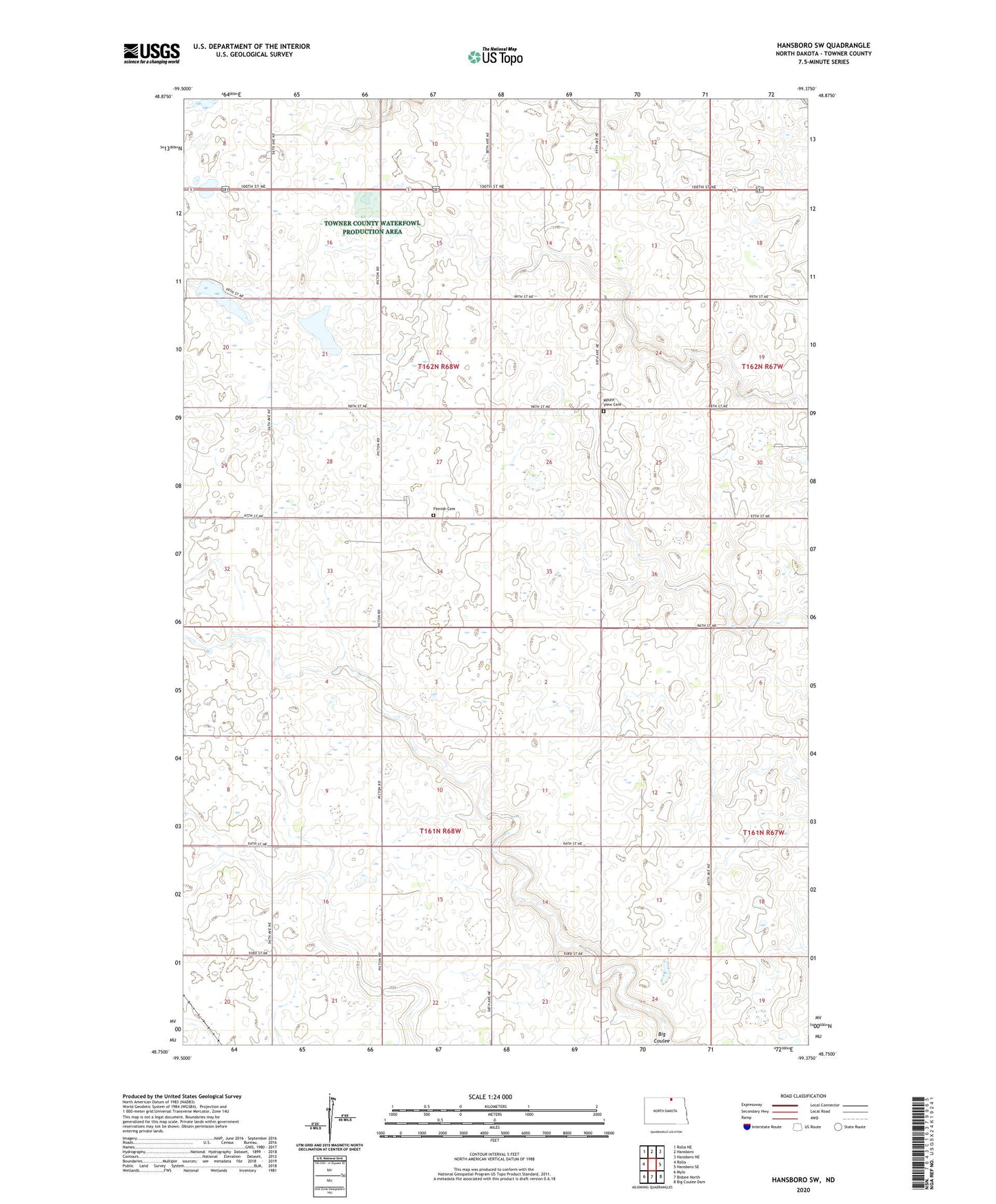 Hansboro SW North Dakota US Topo Map Image