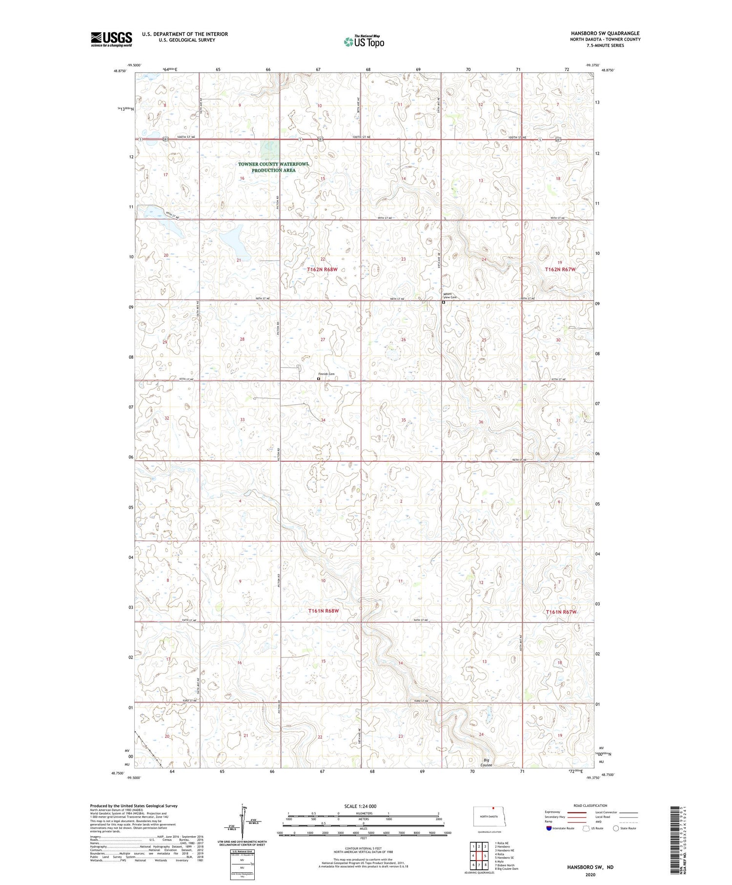 Hansboro SW North Dakota US Topo Map Image