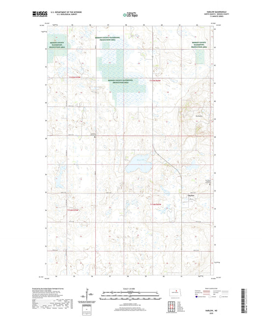 Harlow North Dakota US Topo Map Image