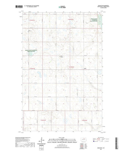 Harlow SW North Dakota US Topo Map Image