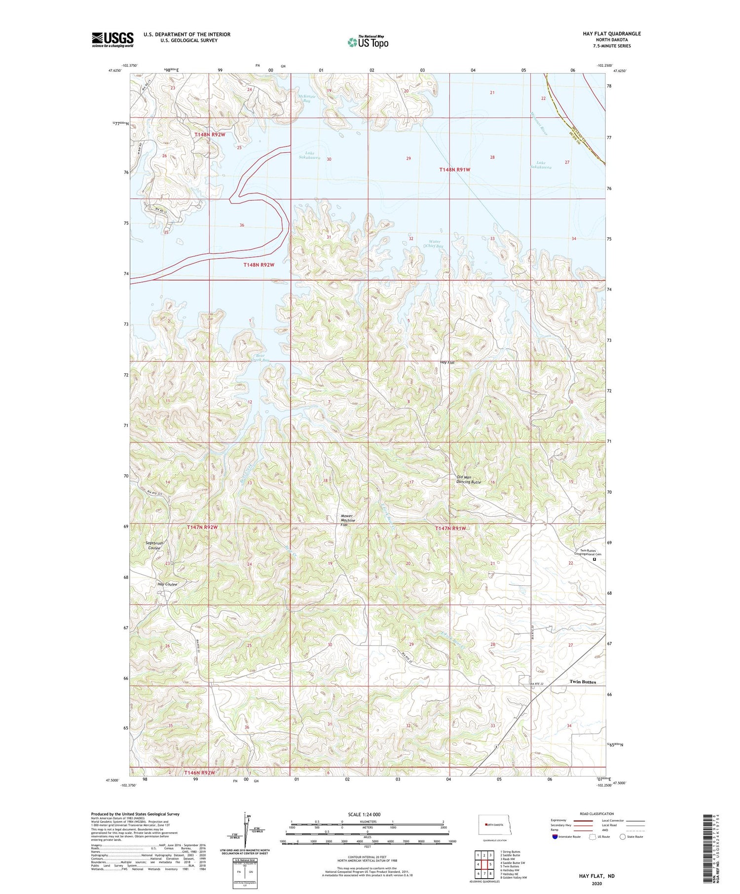 Hay Flat North Dakota US Topo Map Image