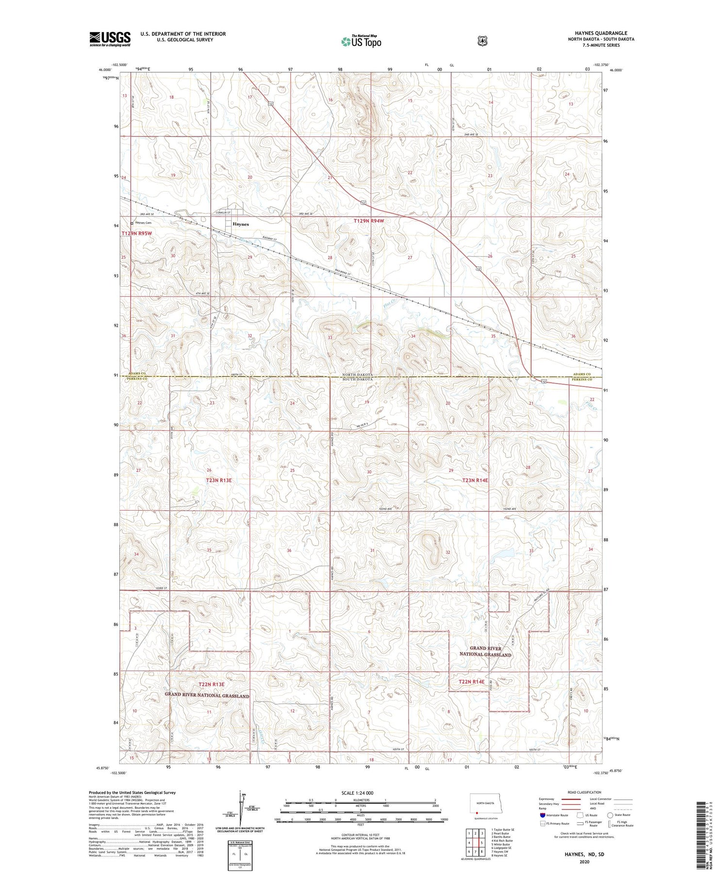 Haynes North Dakota US Topo Map Image