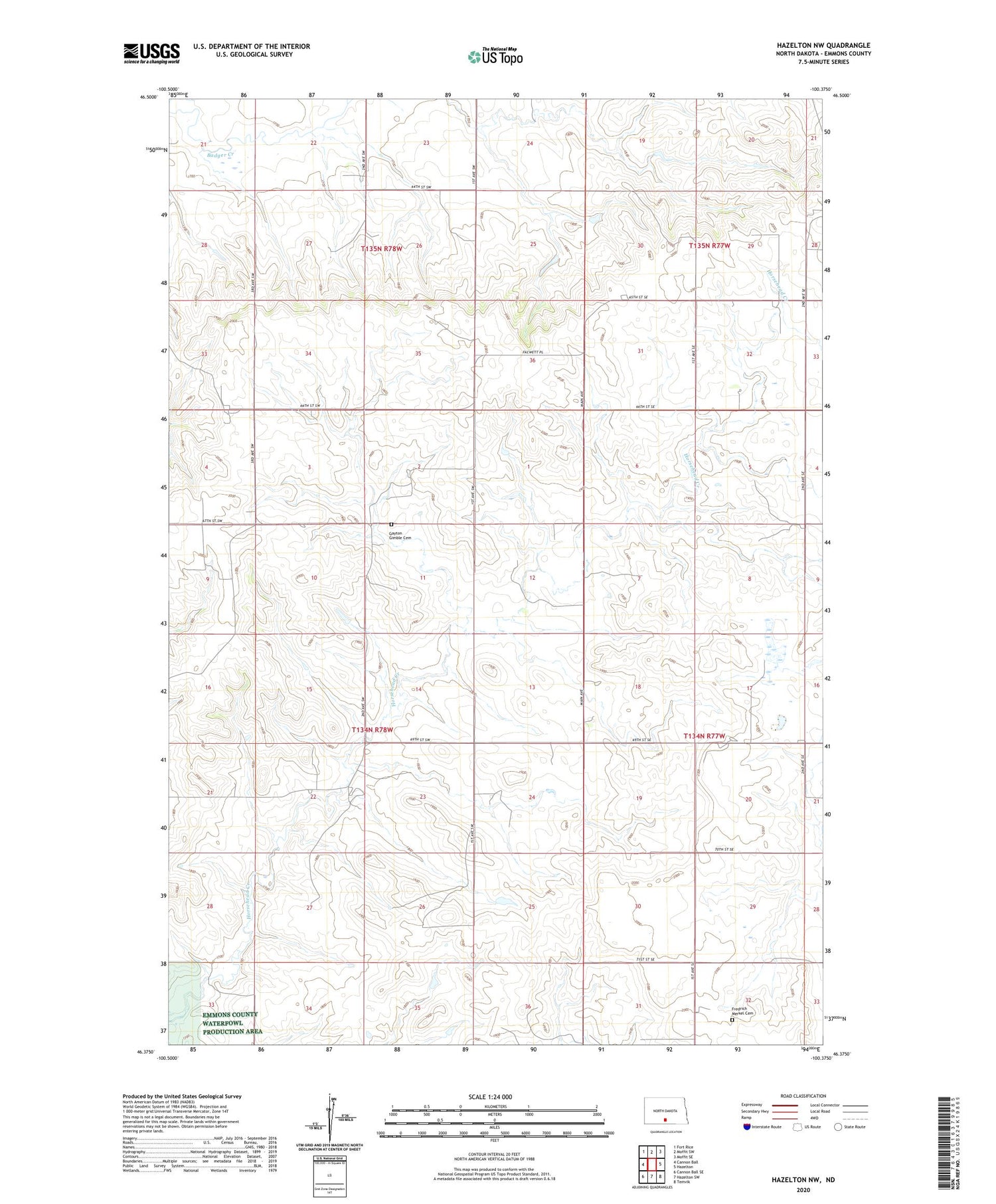 Hazelton NW North Dakota US Topo Map Image