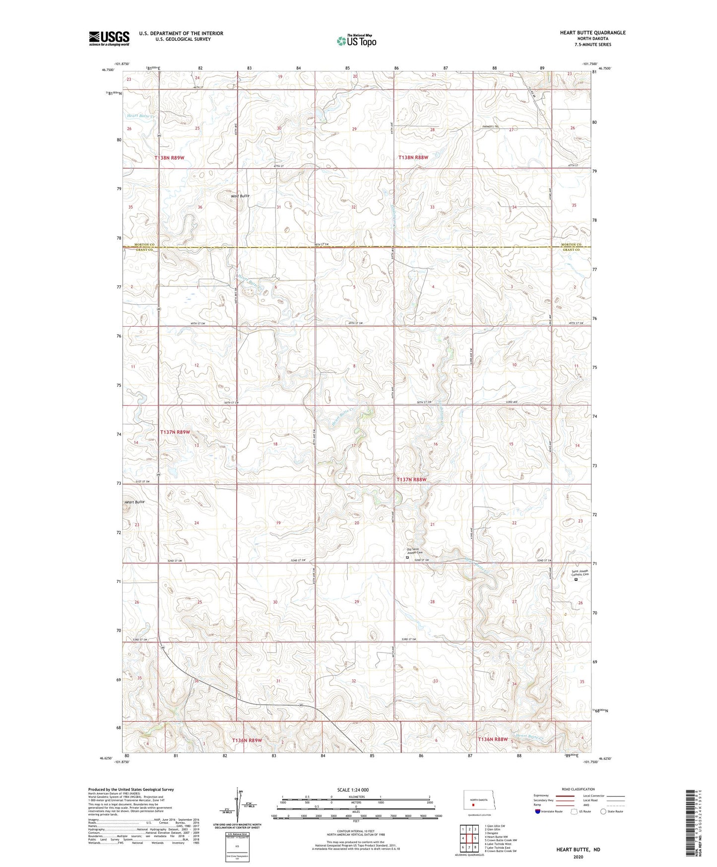 Heart Butte North Dakota US Topo Map Image