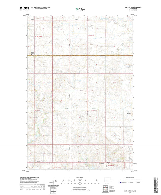 Heart Butte NW North Dakota US Topo Map Image