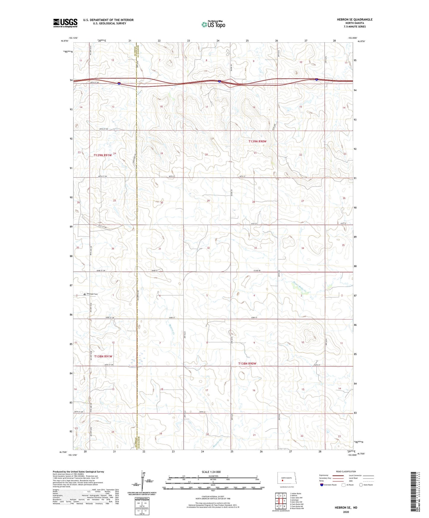 Hebron SE North Dakota US Topo Map Image