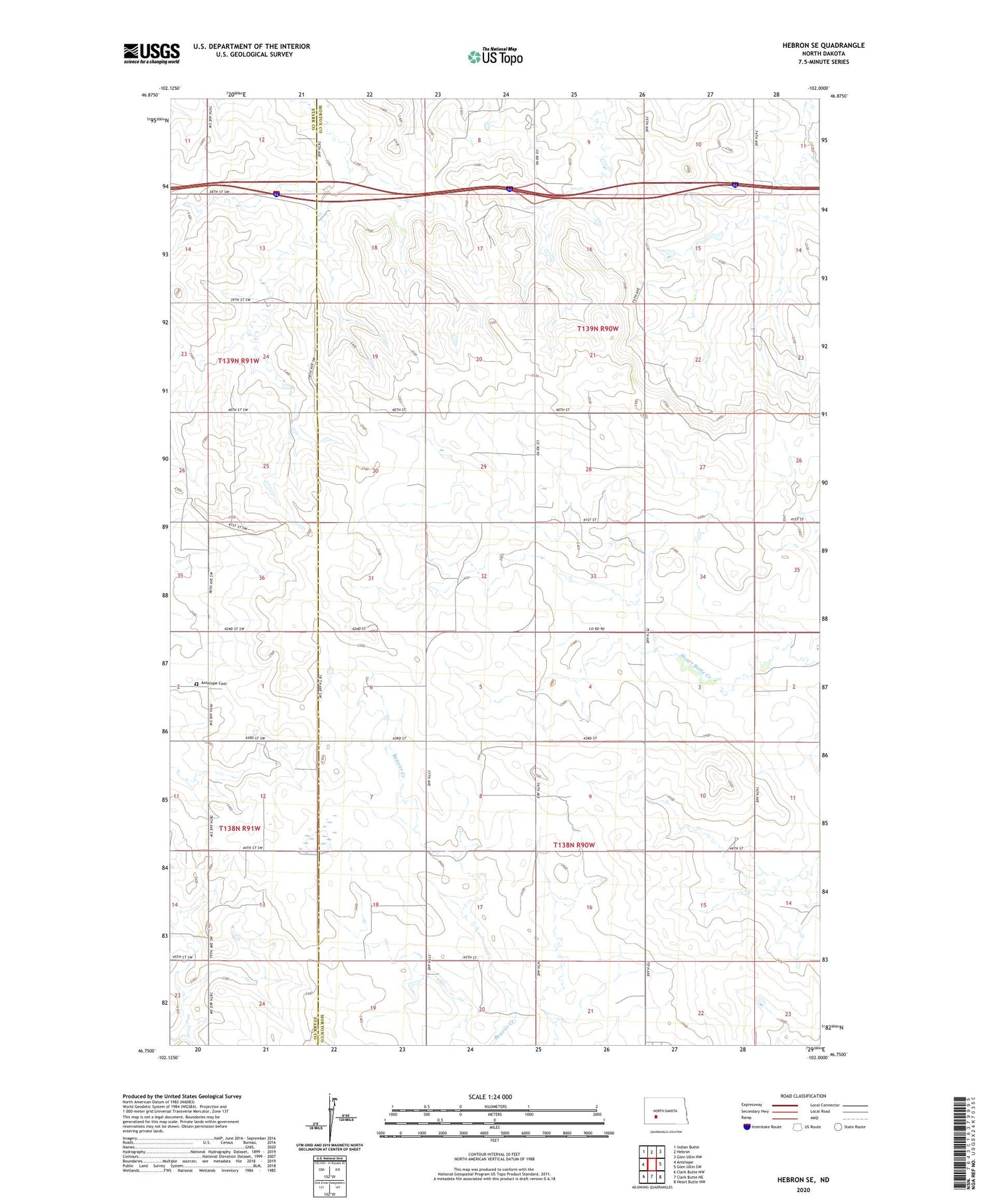Hebron SE North Dakota US Topo Map Image