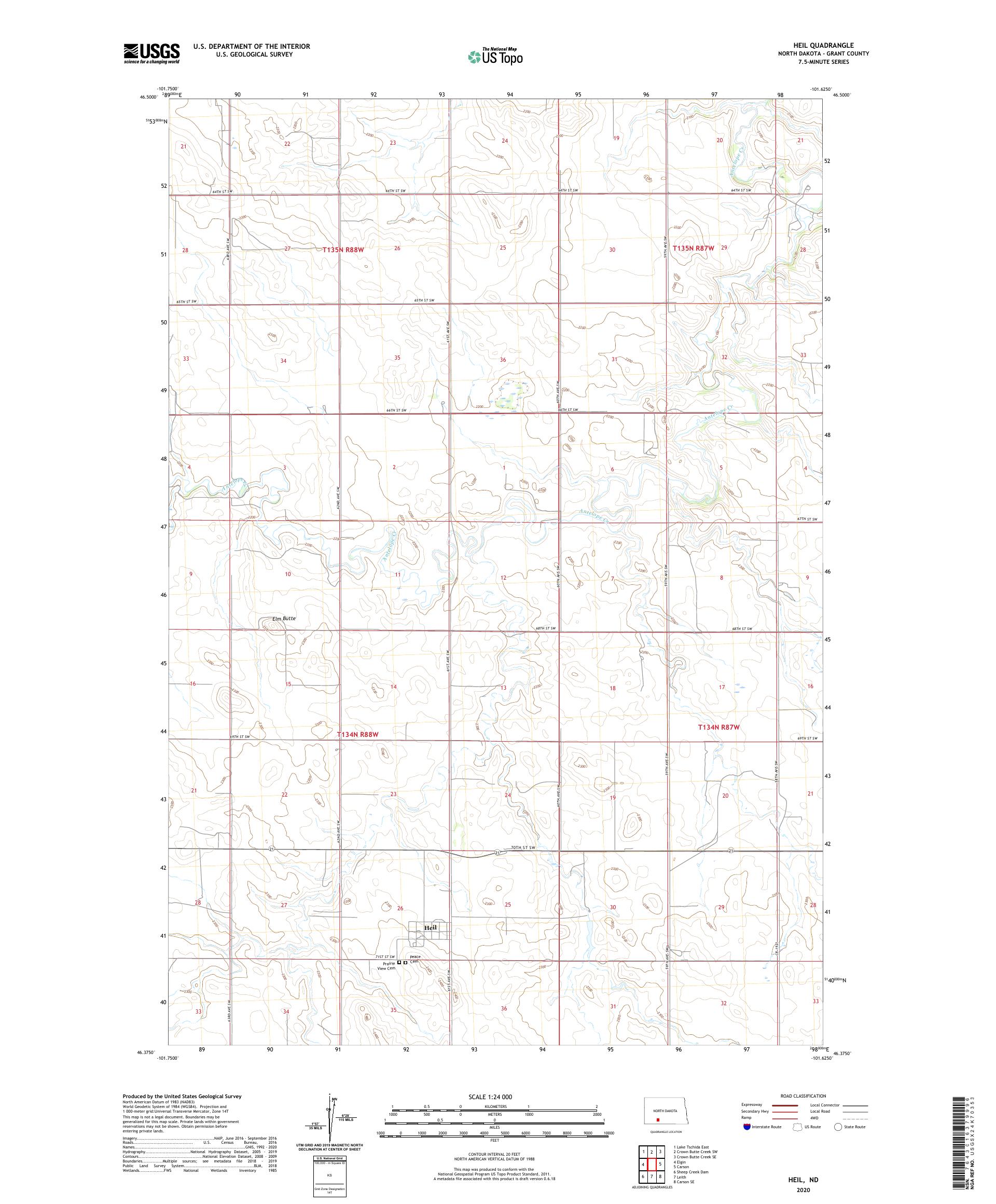 Heil North Dakota US Topo Map – MyTopo Map Store