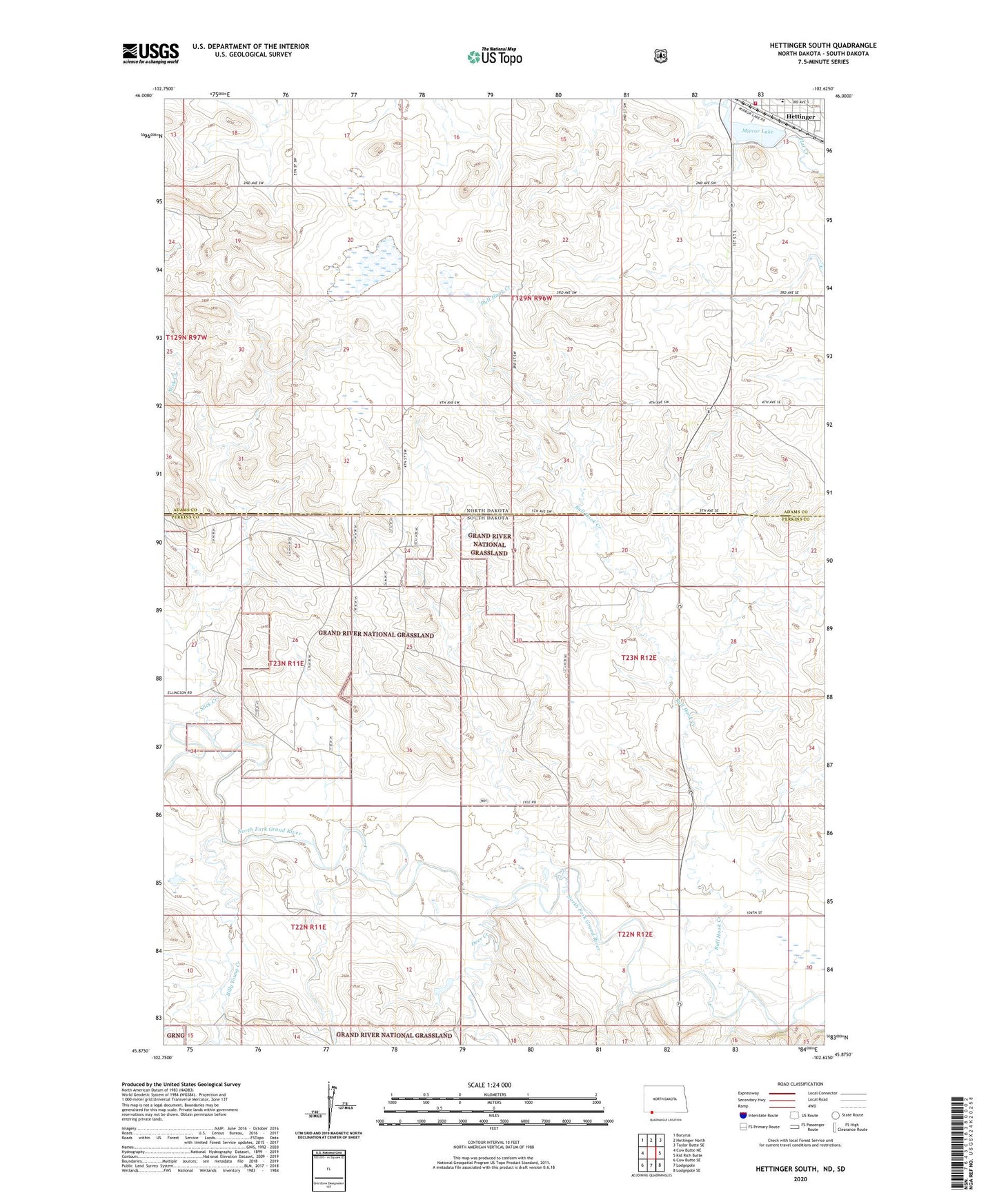 Hettinger South North Dakota US Topo Map Image
