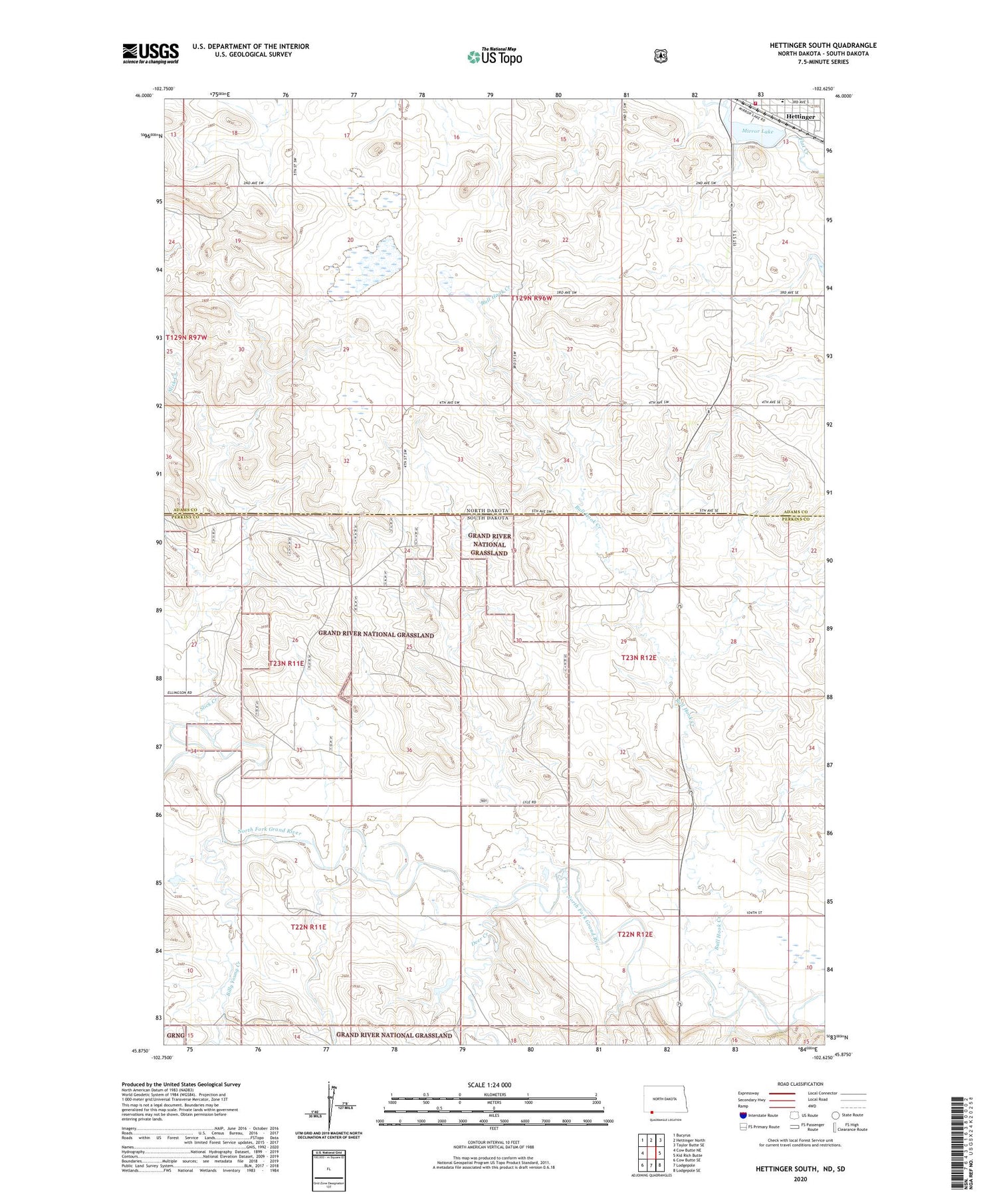 Hettinger South North Dakota US Topo Map Image